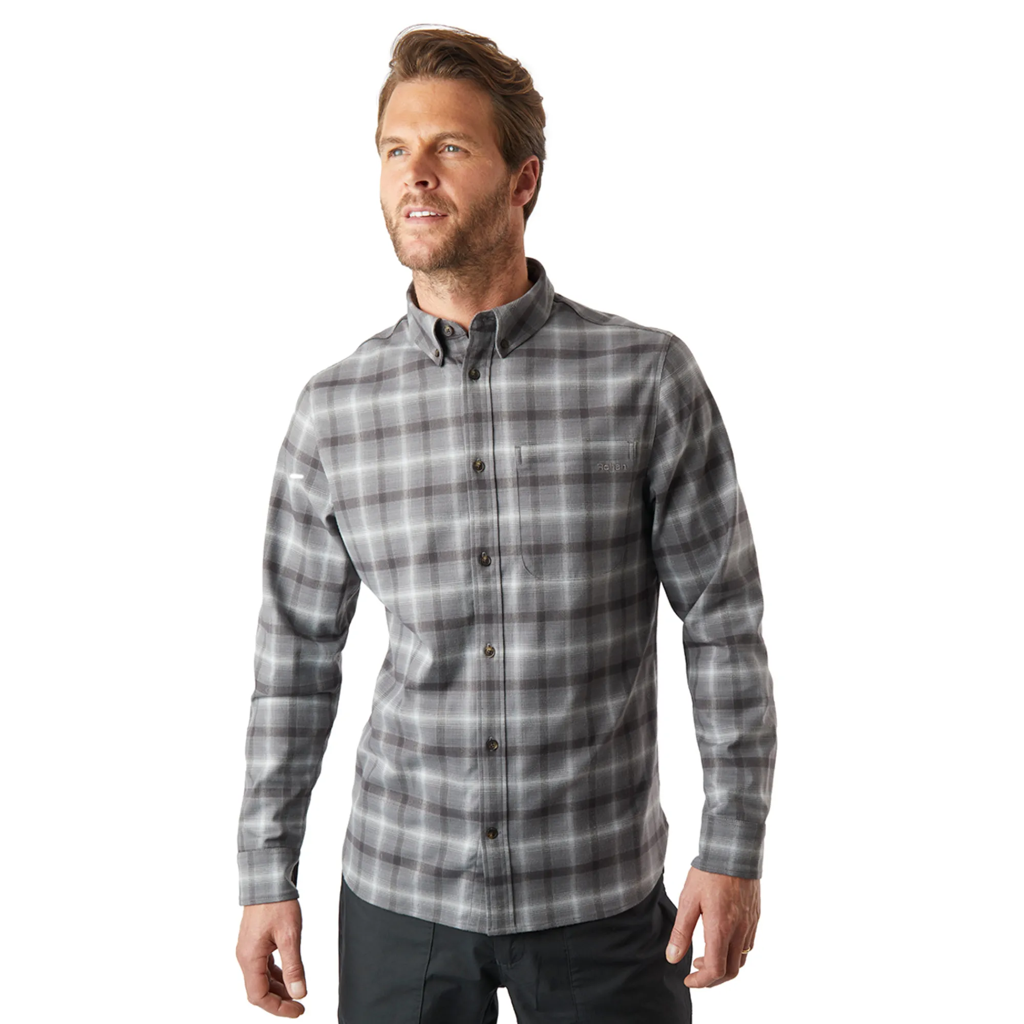 Men Rohan Men'S Dover Long Sleeve Shirt Grey Rock Check