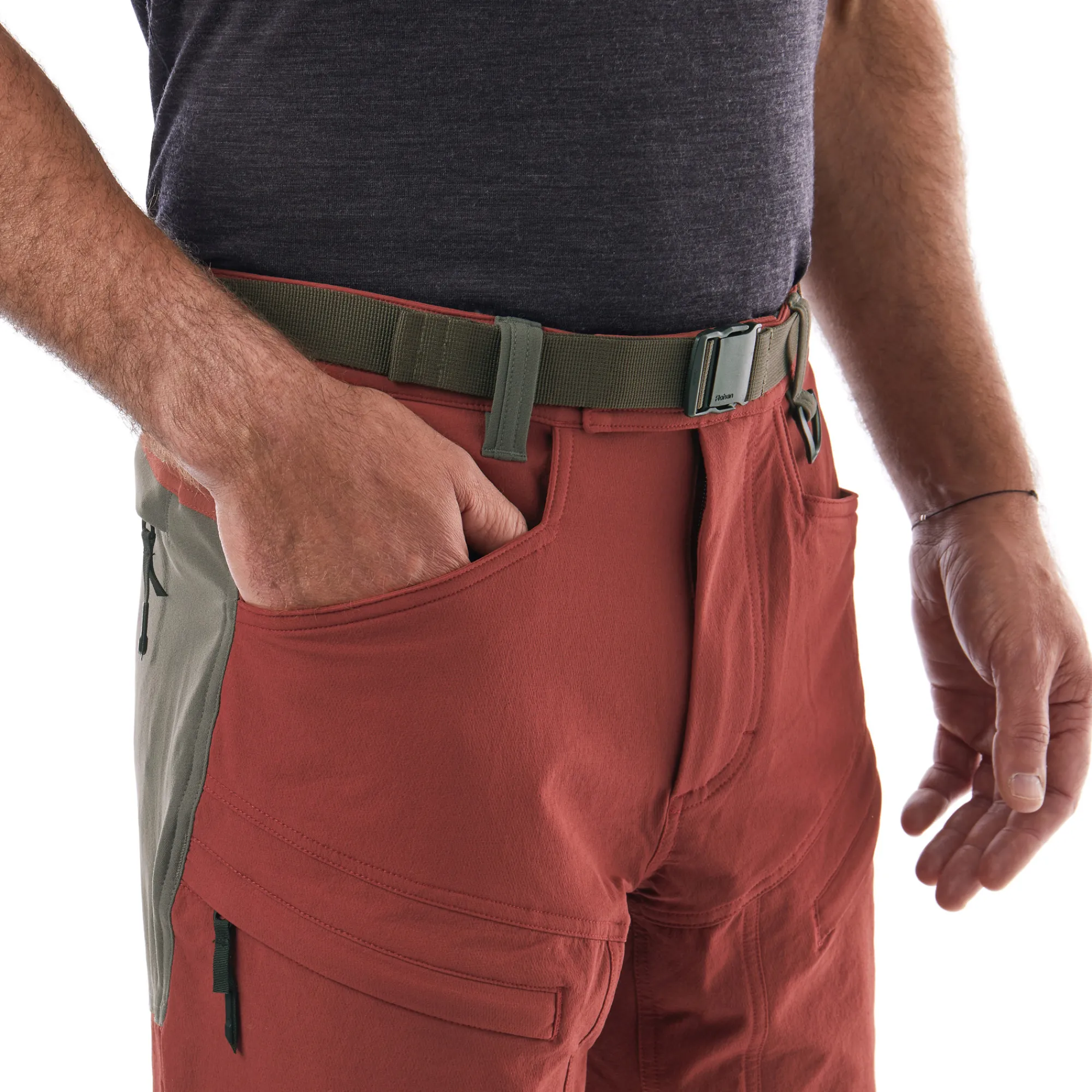 Men Rohan Men'S Fjell Trousers Earth Red/Dark Olive Brown
