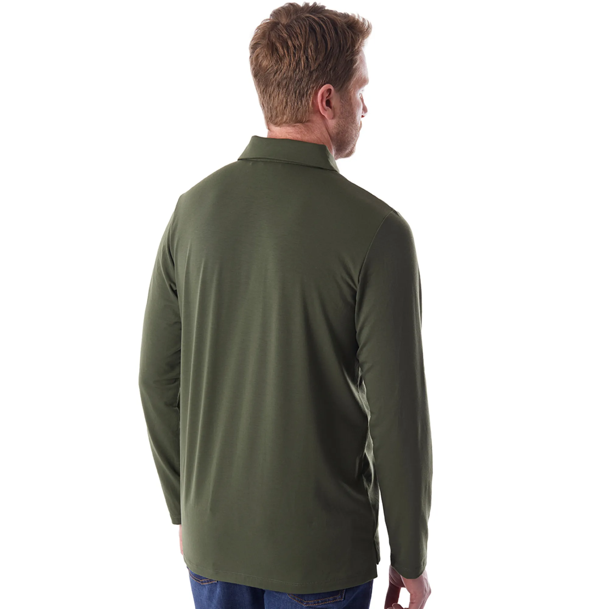 Men Rohan Men'S Global Long Sleeve Polo Conifer Green