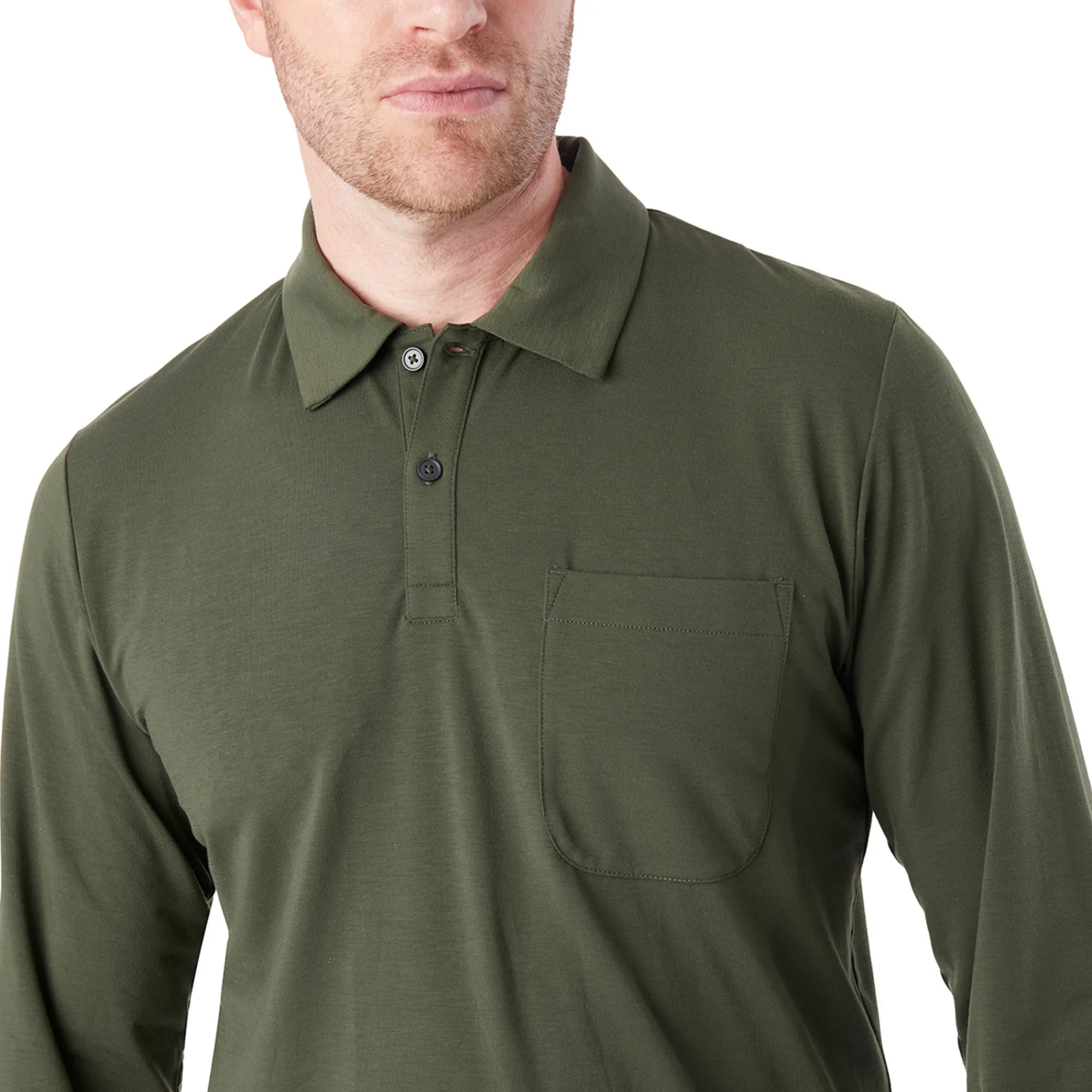 Men Rohan Men'S Global Long Sleeve Polo Conifer Green