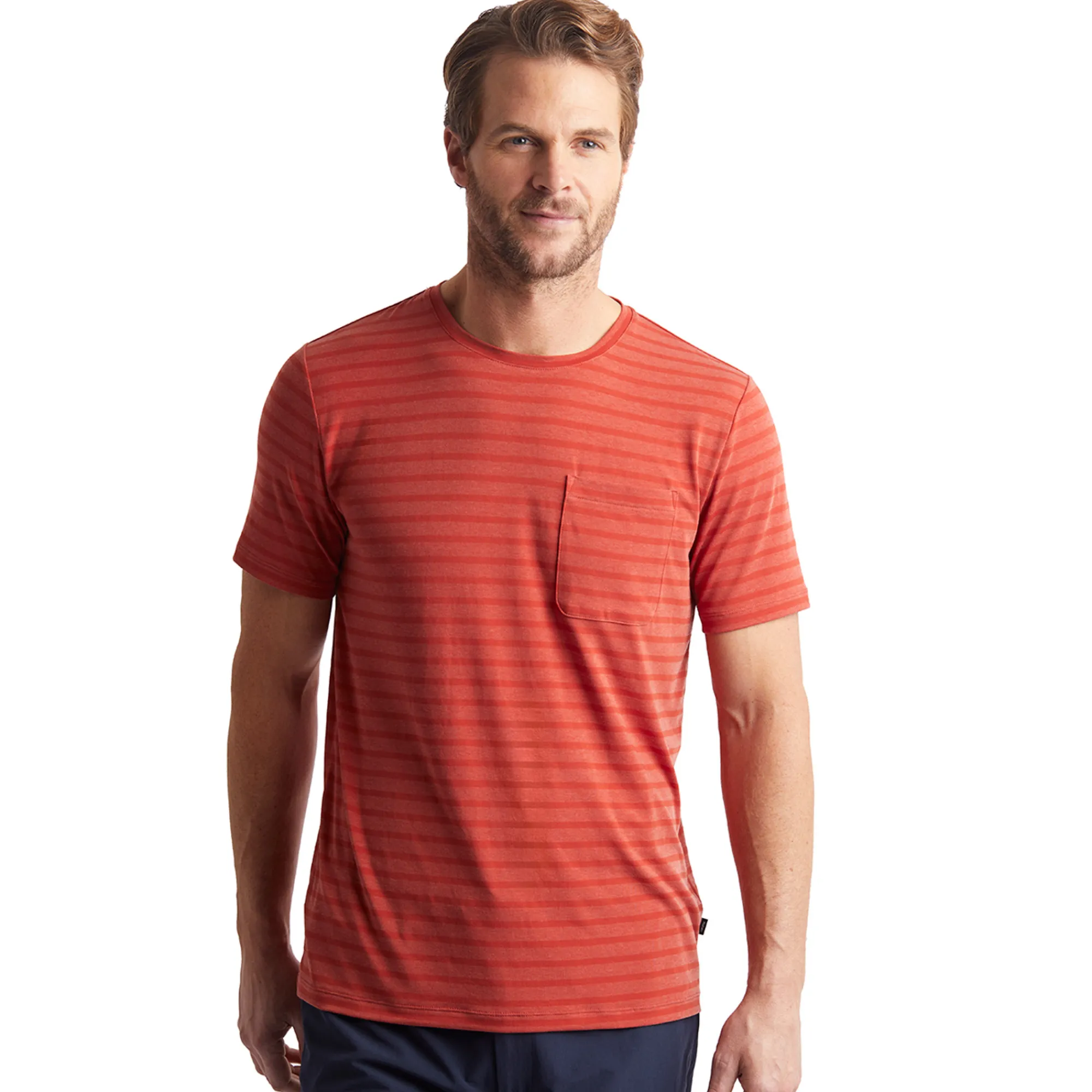 Men Rohan Men'S Harbour Short Sleeve T-Shirt Coast Red Marl Stripe
