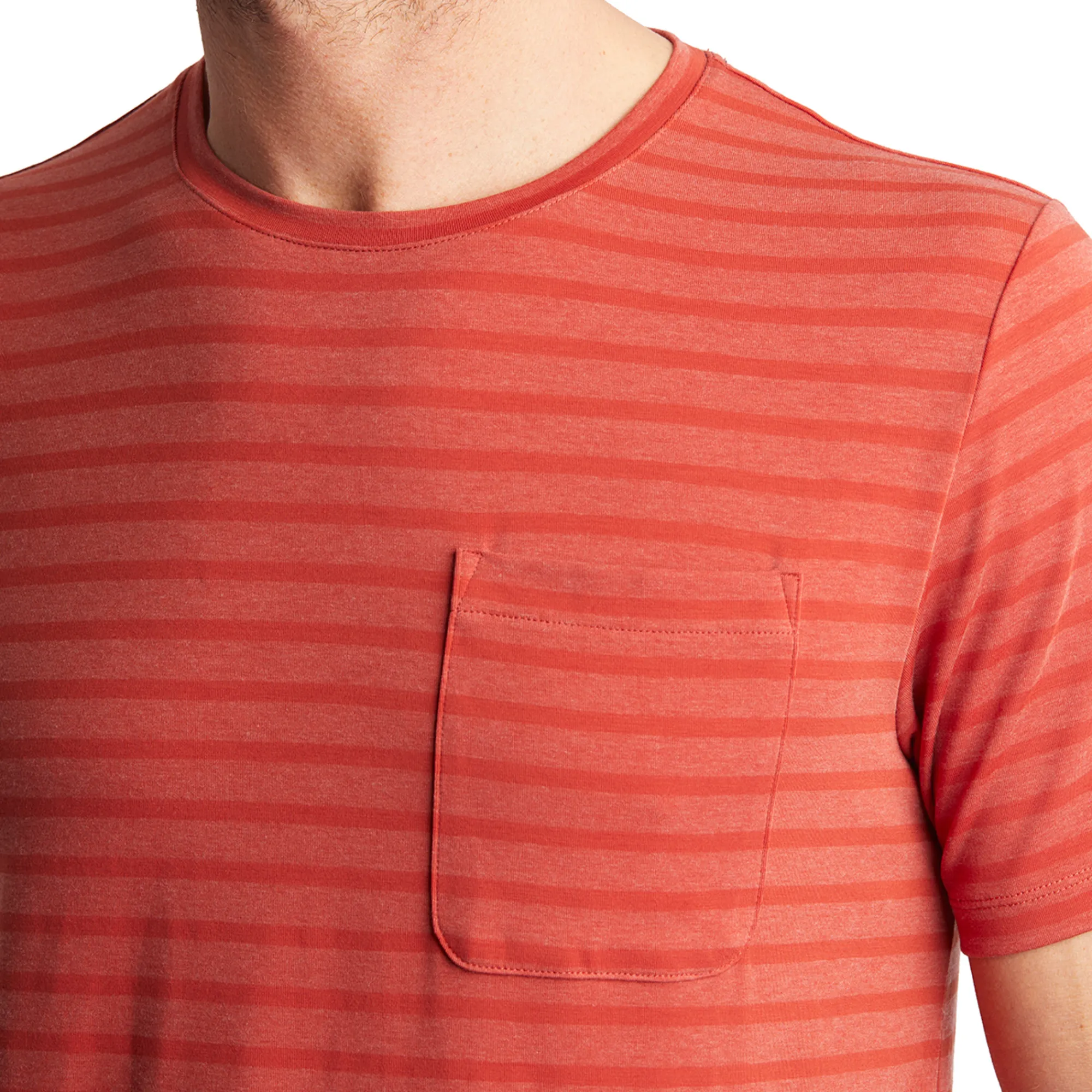 Men Rohan Men'S Harbour Short Sleeve T-Shirt Coast Red Marl Stripe
