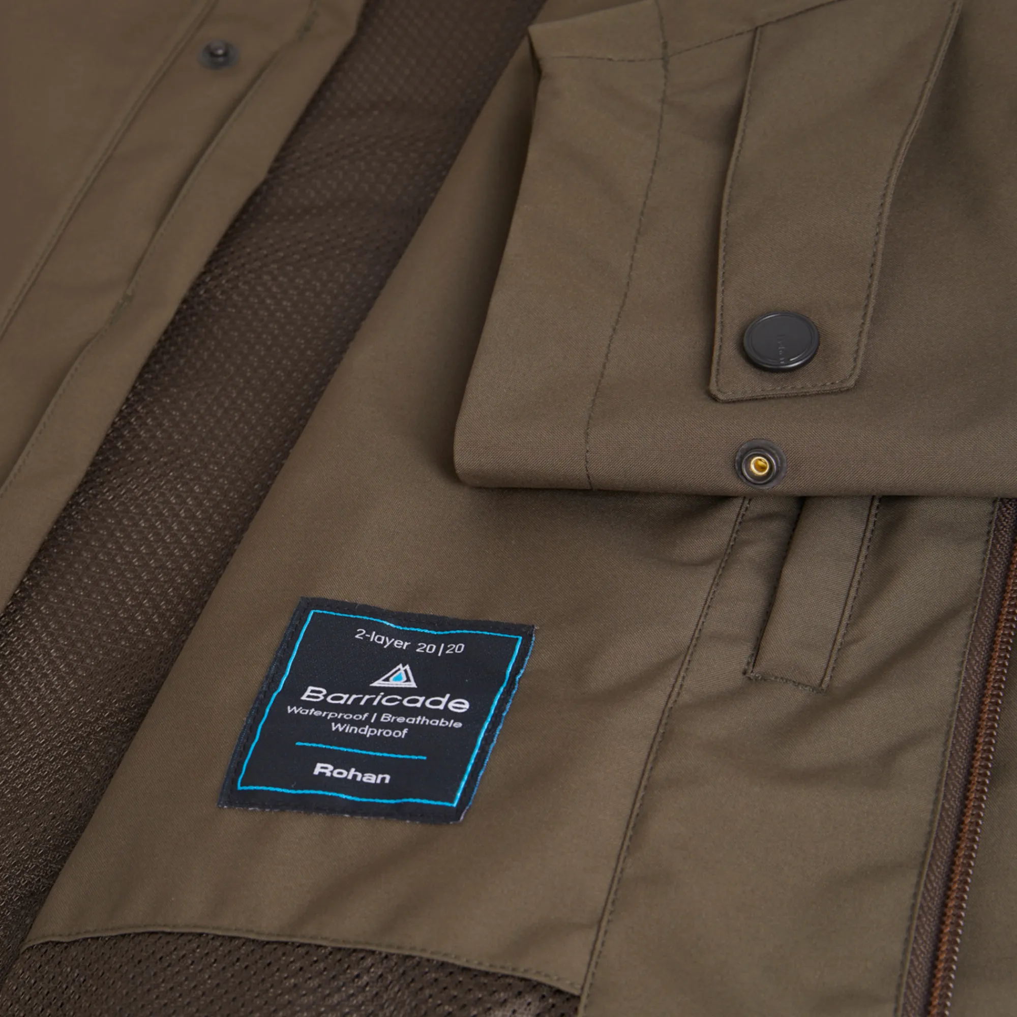 Men Rohan Men'S Hyde Waterproof Mac Dark Olive Brown