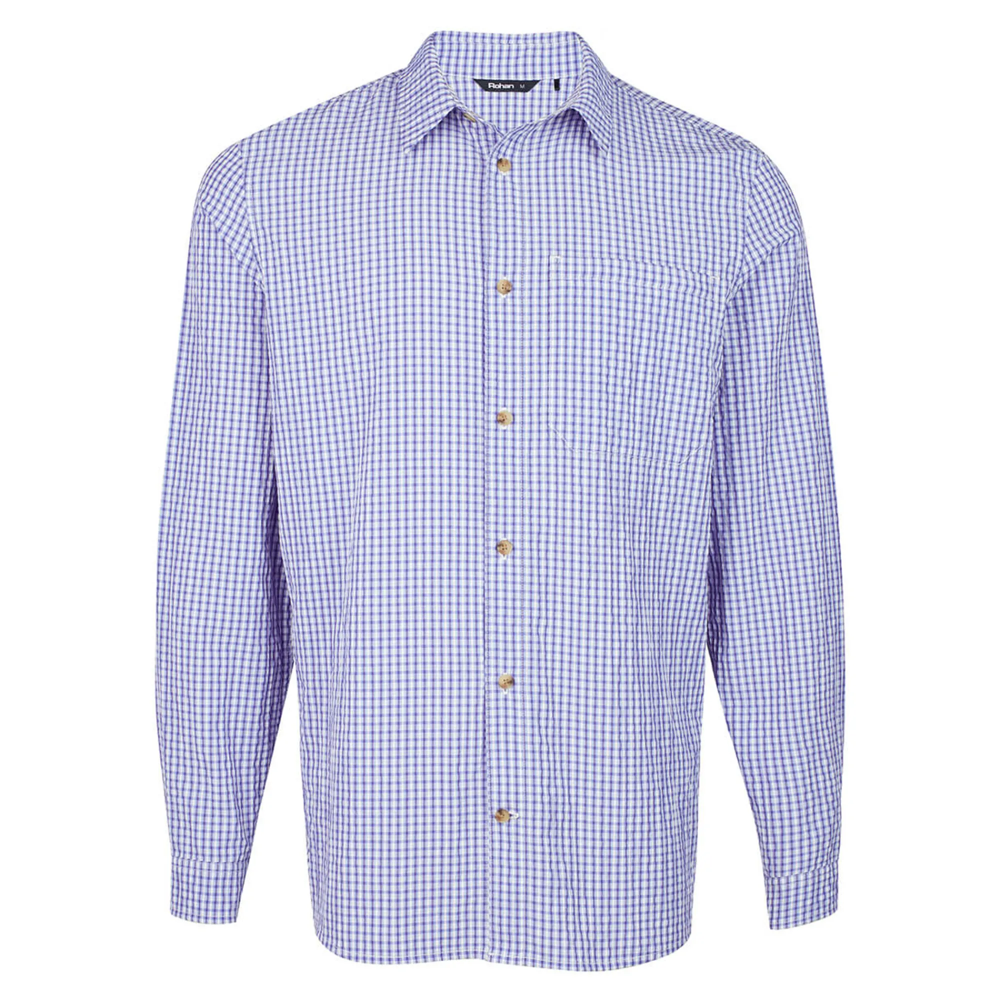 Men Rohan Men'S Isle Long Sleeve Shirt Eclipse Blue Gingham