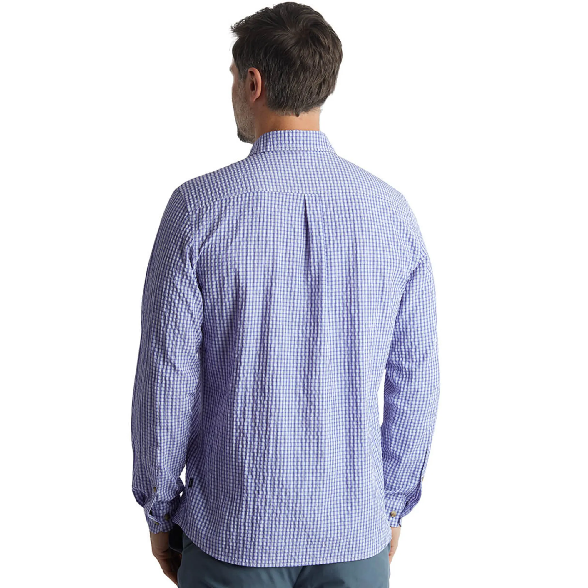 Men Rohan Men'S Isle Long Sleeve Shirt Eclipse Blue Gingham