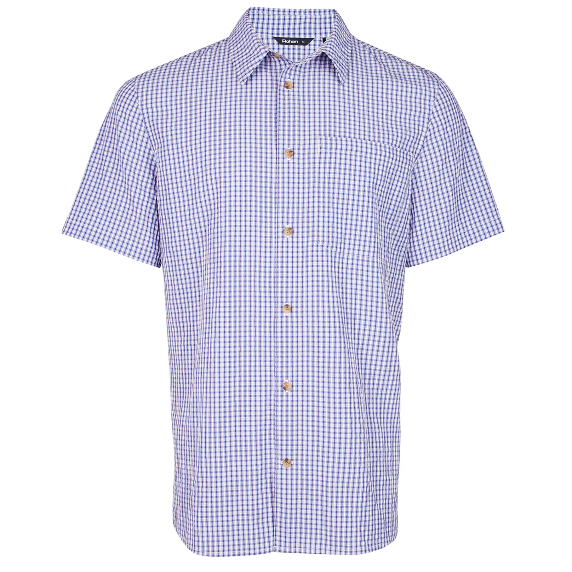Men Rohan Men'S Isle Short Sleeve Shirt Eclipse Blue Gingham