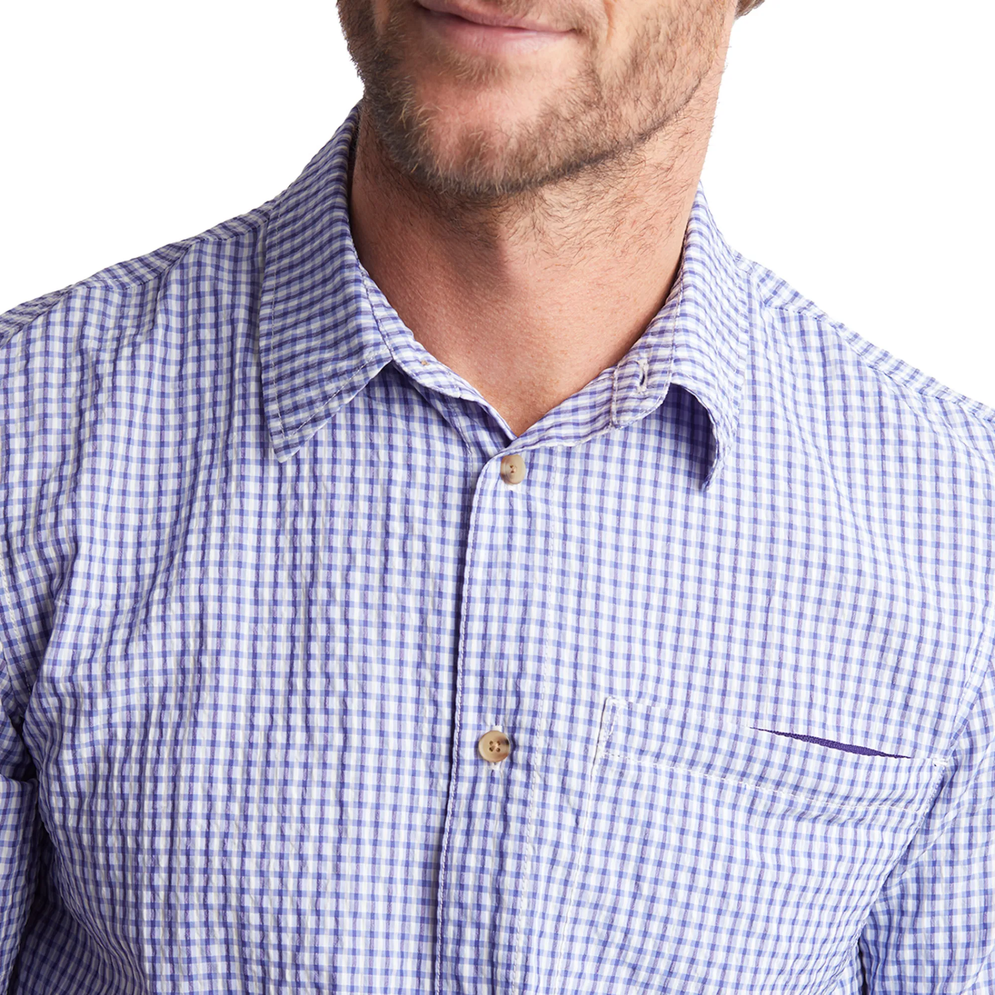 Men Rohan Men'S Isle Short Sleeve Shirt Eclipse Blue Gingham