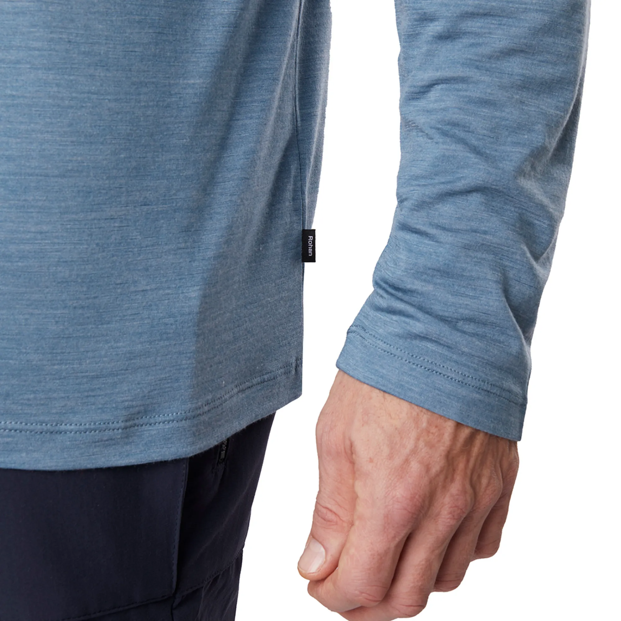 Men Rohan Men'S Merino Cool Long Sleeve Polo Shadow Blue Marl