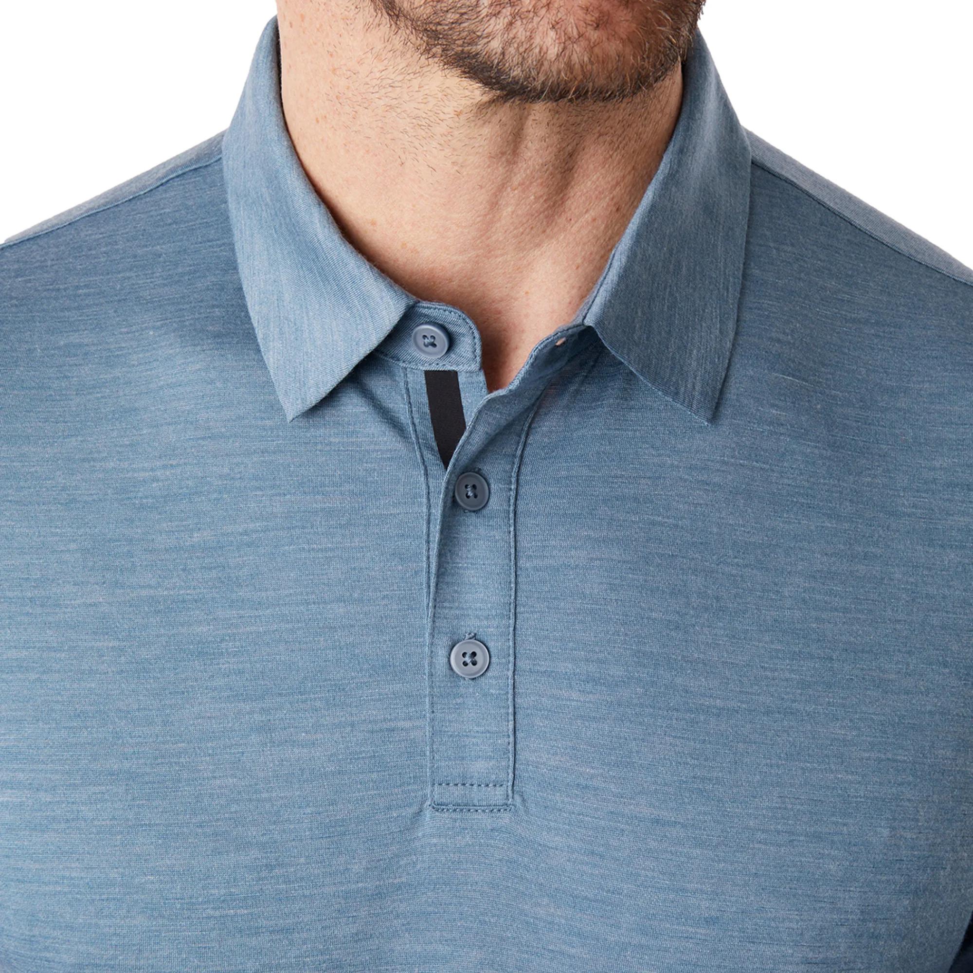 Men Rohan Men'S Merino Cool Long Sleeve Polo Shadow Blue Marl