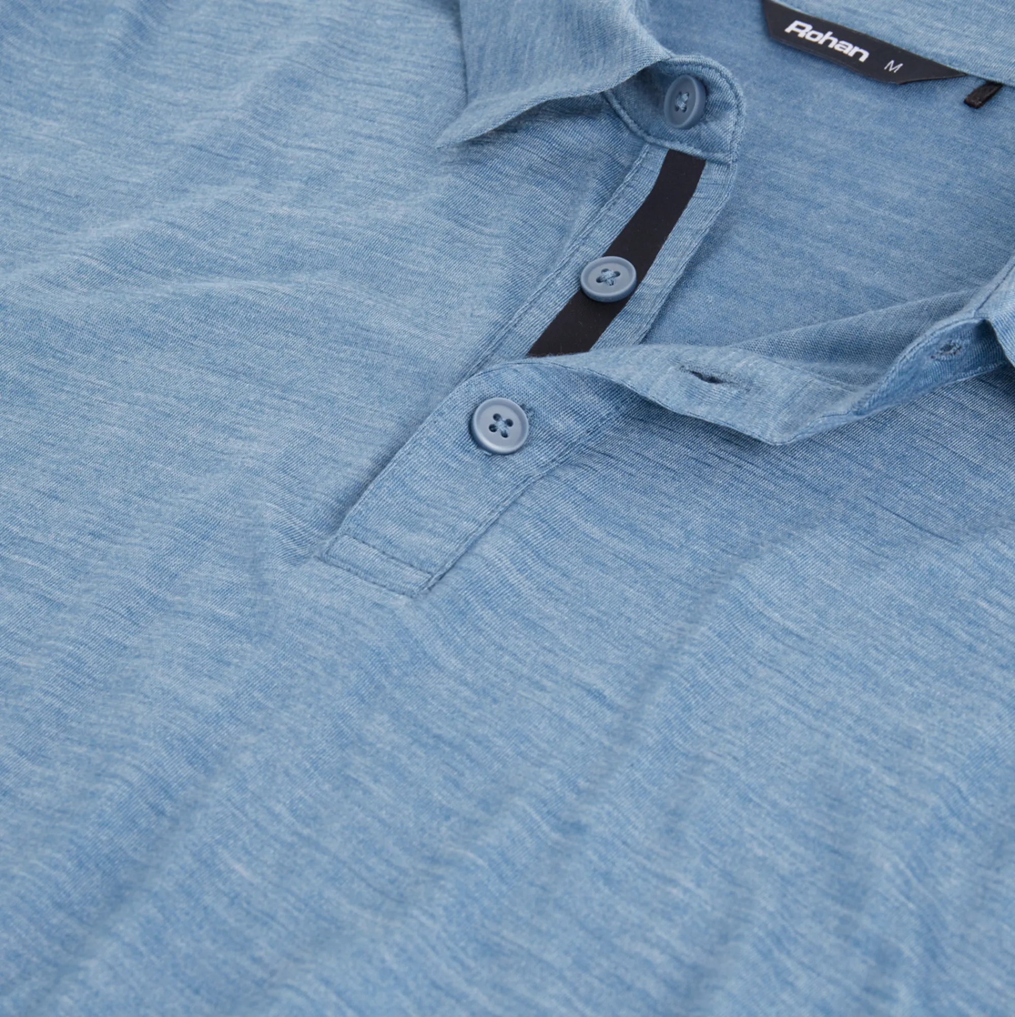 Men Rohan Men'S Merino Cool Long Sleeve Polo Shadow Blue Marl