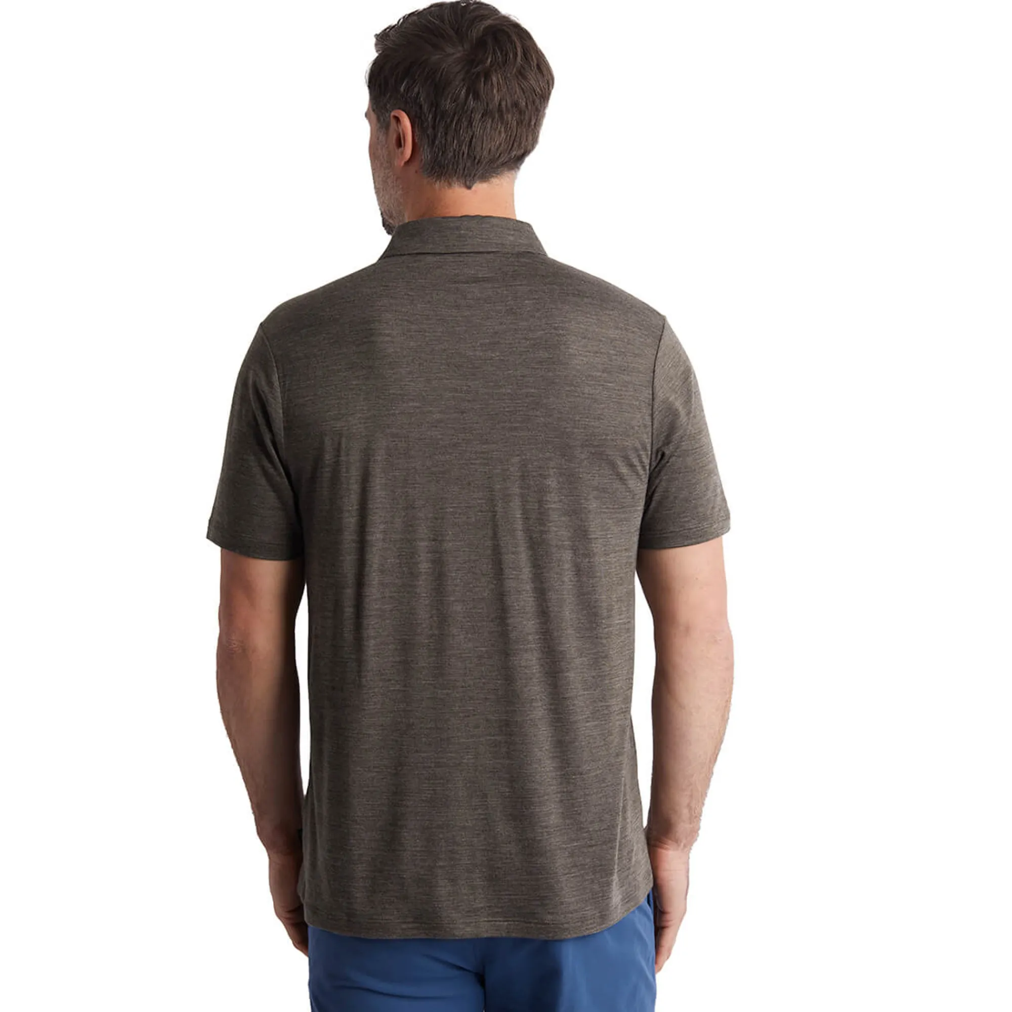 Men Rohan Men'S Merino Cool Short Sleeve Polo Dark Olive Brown Marl