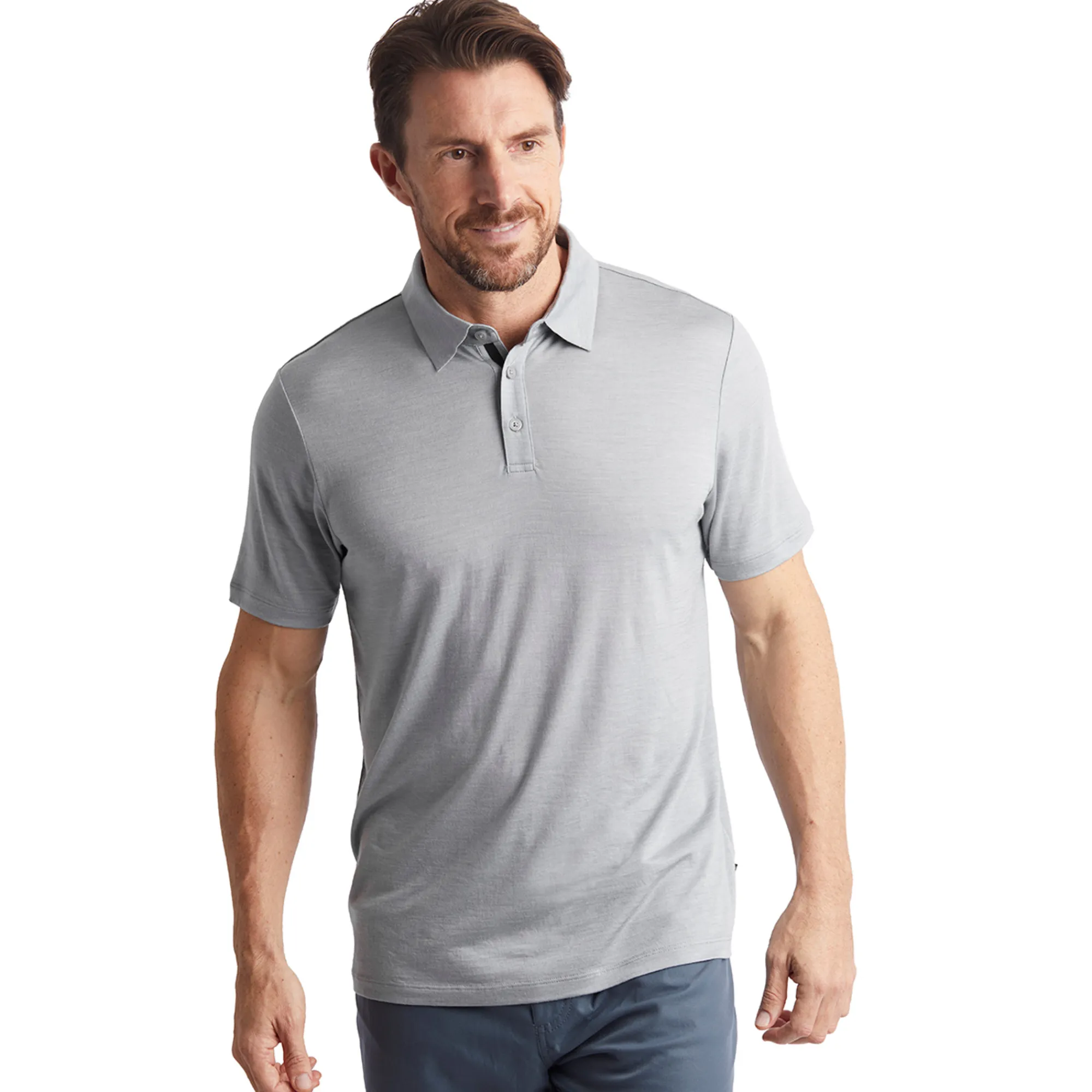 Men Rohan Men'S Merino Cool Short Sleeve Polo Haze Grey Marl