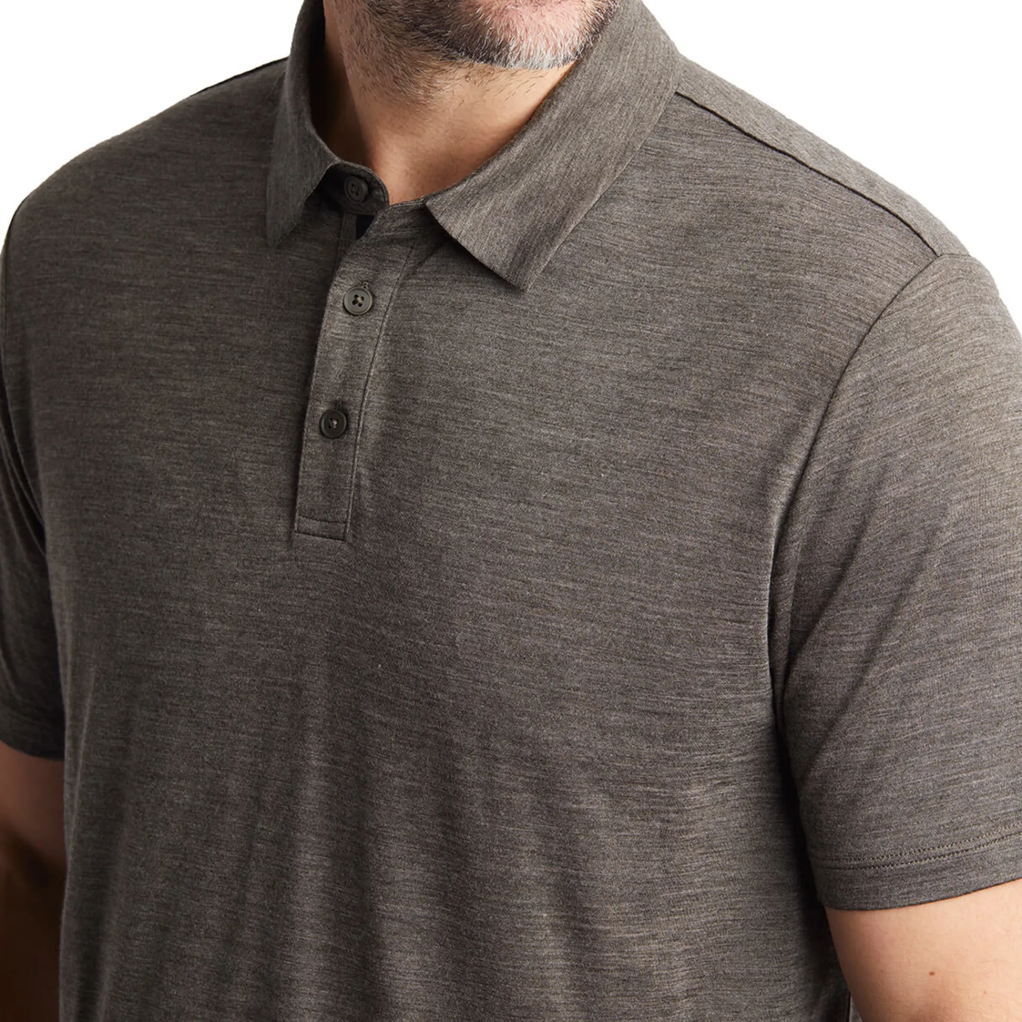 Men Rohan Men'S Merino Cool Short Sleeve Polo Dark Olive Brown Marl