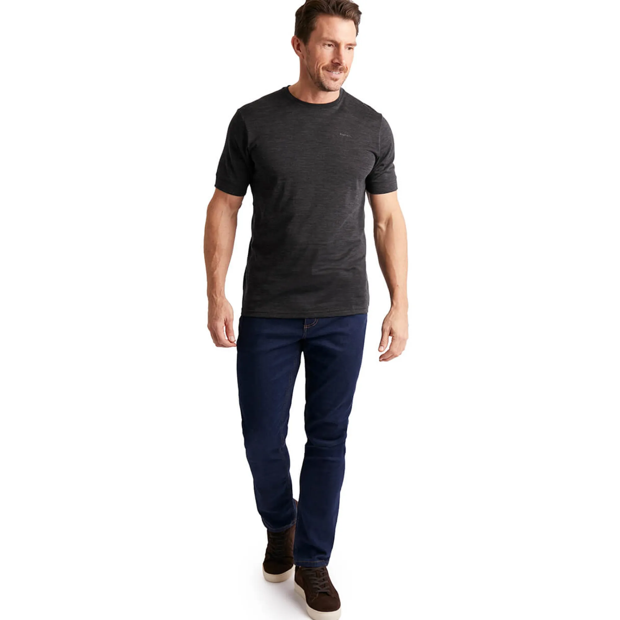 Men Rohan Men'S Merino Union 150 T Dark Charcoal Marl