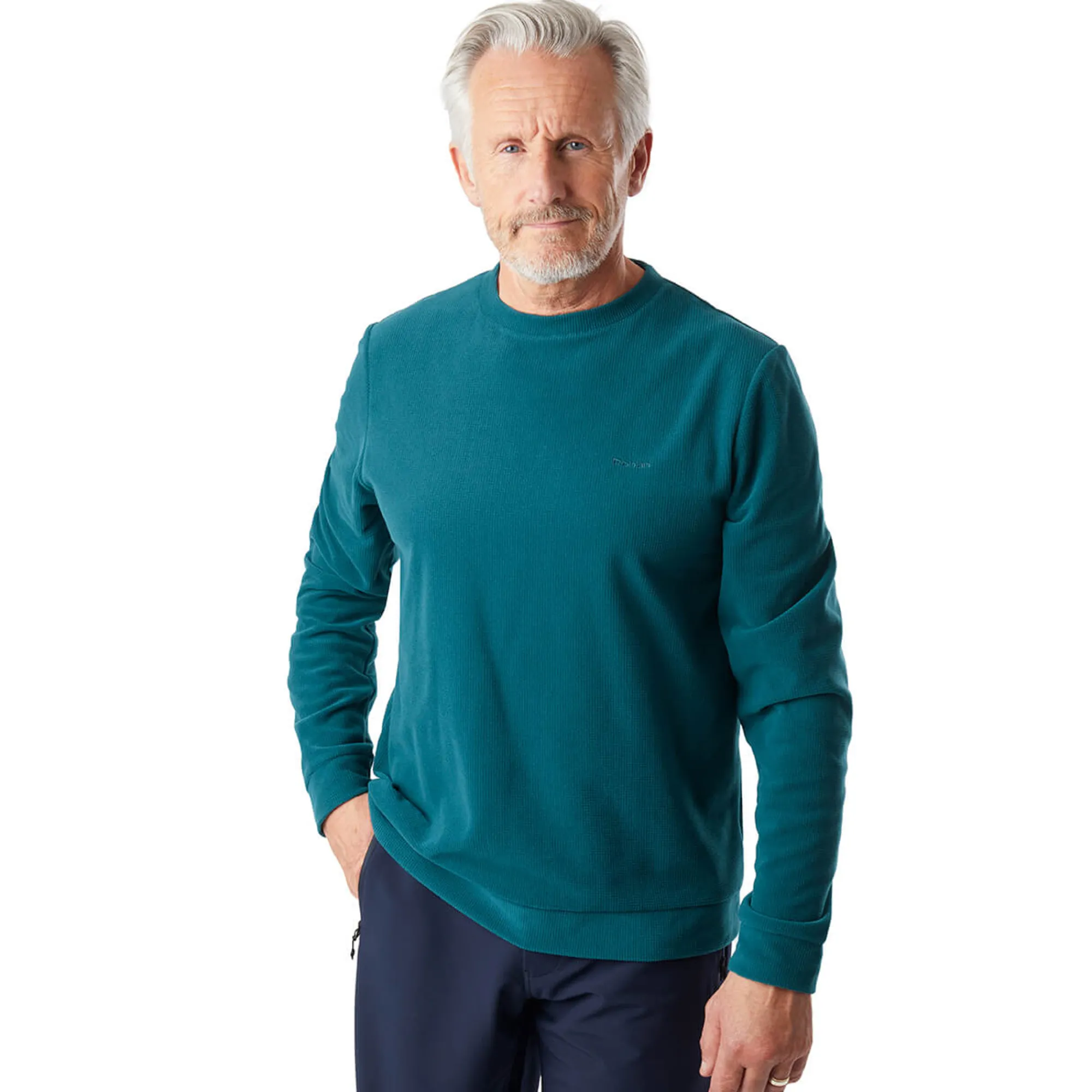 Men Rohan Men'S Microgrid Crew Teal Blue
