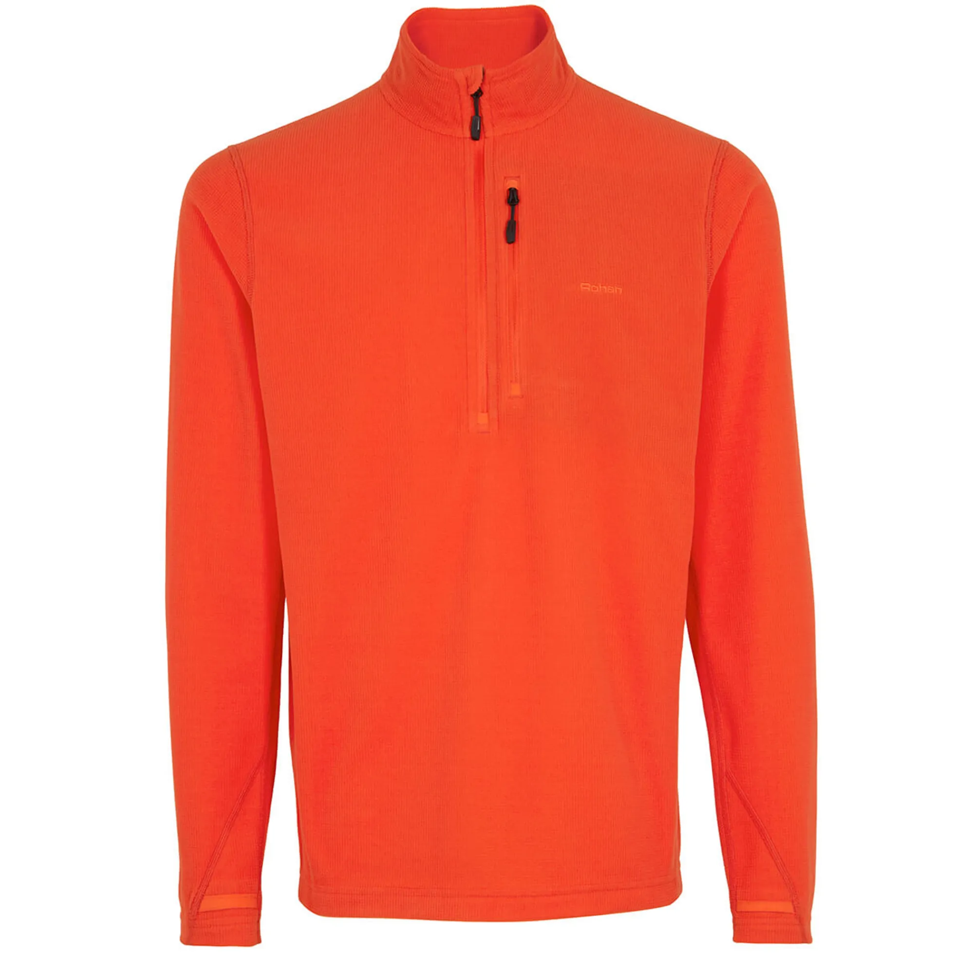 Men Rohan Men'S Microgrid Zip Neck Top Solar Orange