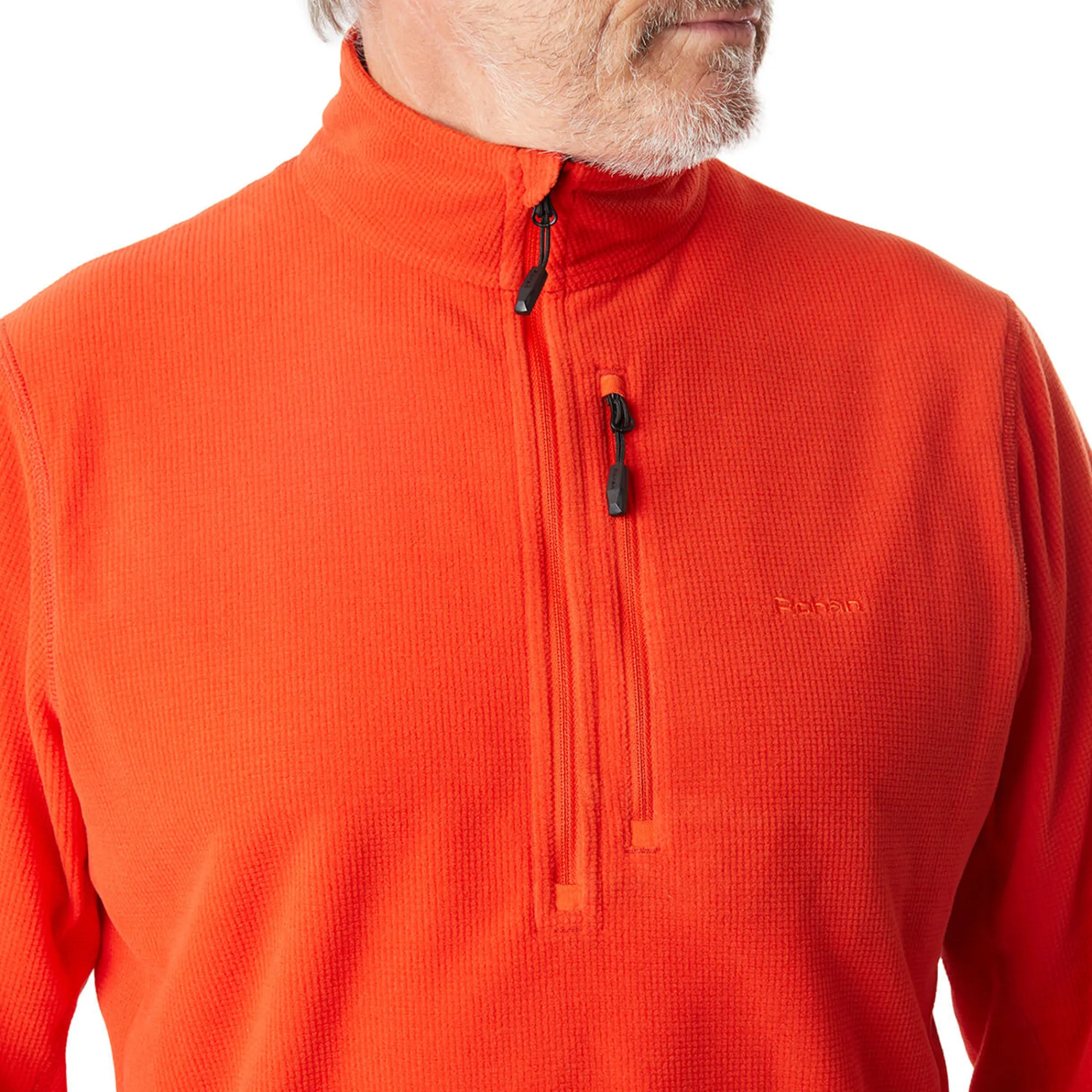 Men Rohan Men'S Microgrid Zip Neck Top Solar Orange