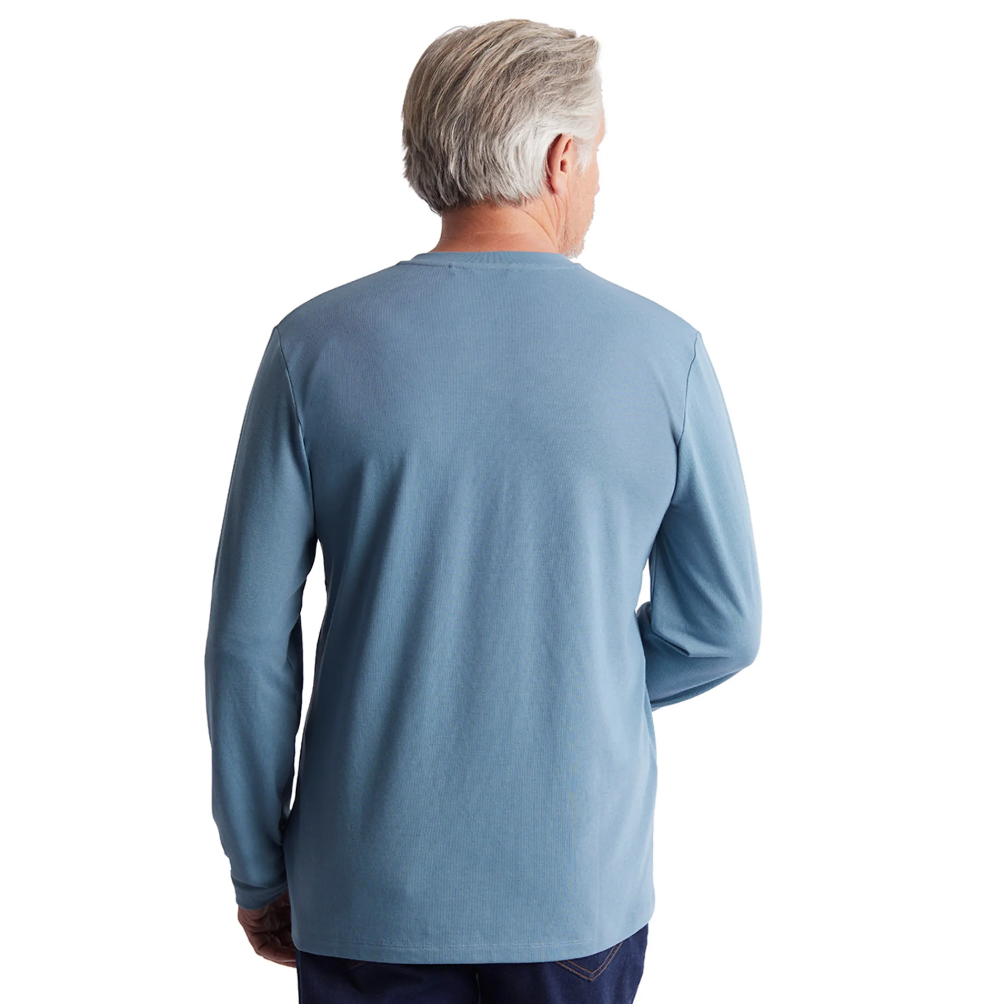 Men Rohan Men'S Newlyn Henley Long Sleeve Top Cliff Blue