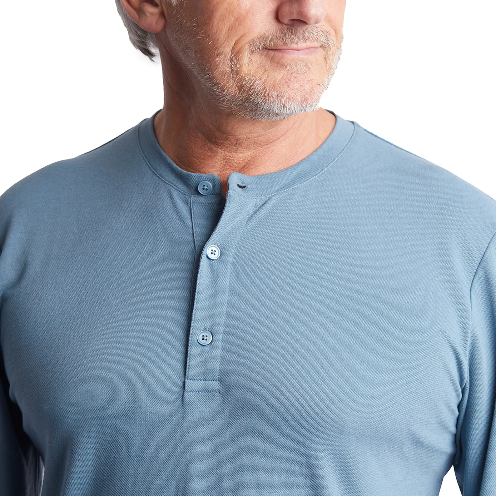 Men Rohan Men'S Newlyn Henley Long Sleeve Top Cliff Blue