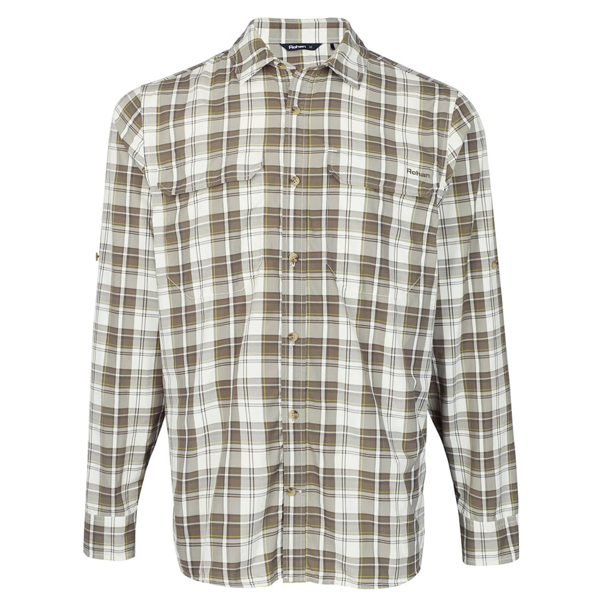 Men Rohan Men'S Pennine Long Sleeve Shirt Ecru/Dark Olive Check