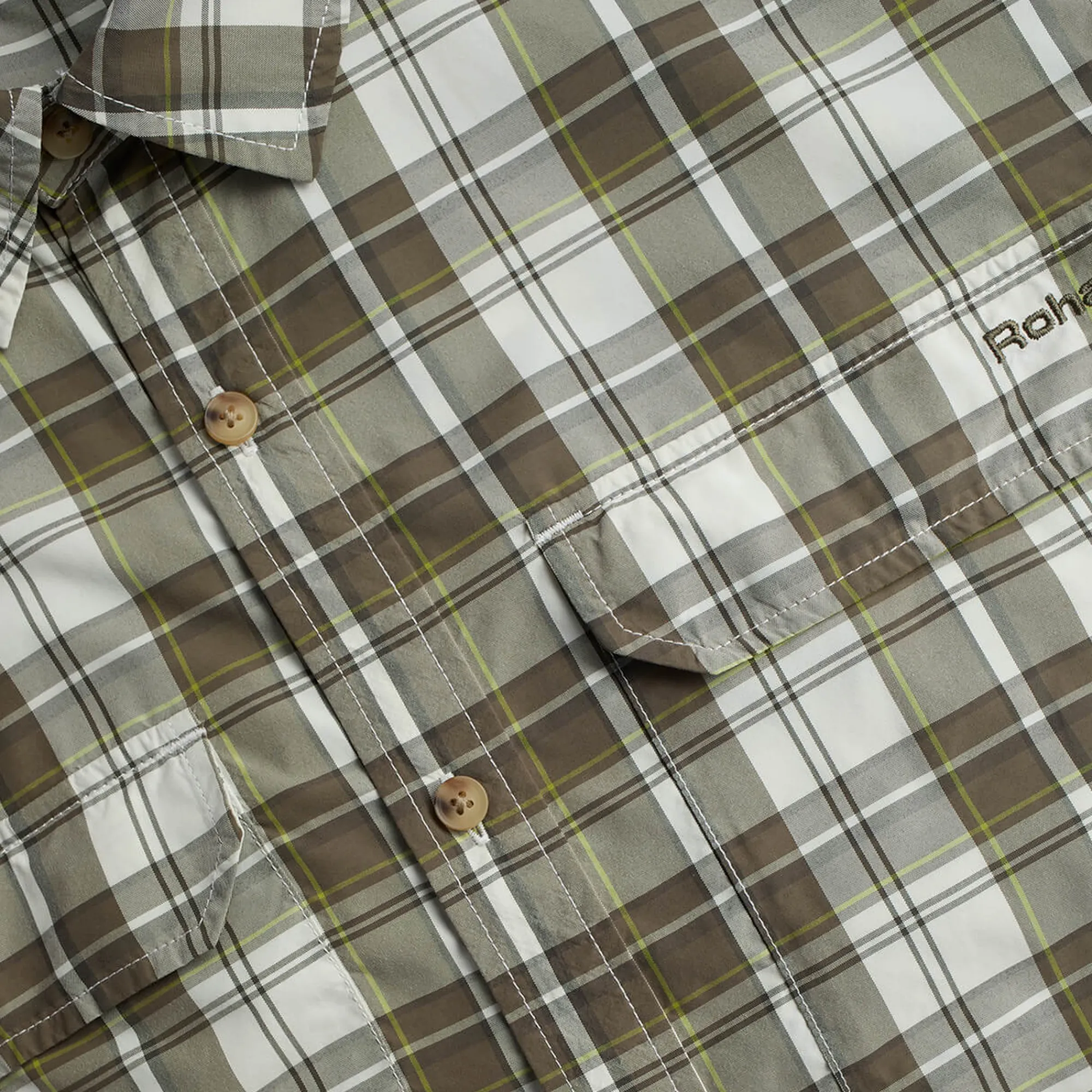 Men Rohan Men'S Pennine Long Sleeve Shirt Ecru/Dark Olive Check
