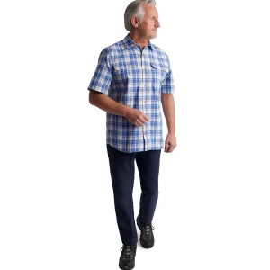 Men Rohan Men'S Pennine Short Sleeve Shirt Ecru/Island Blue Check