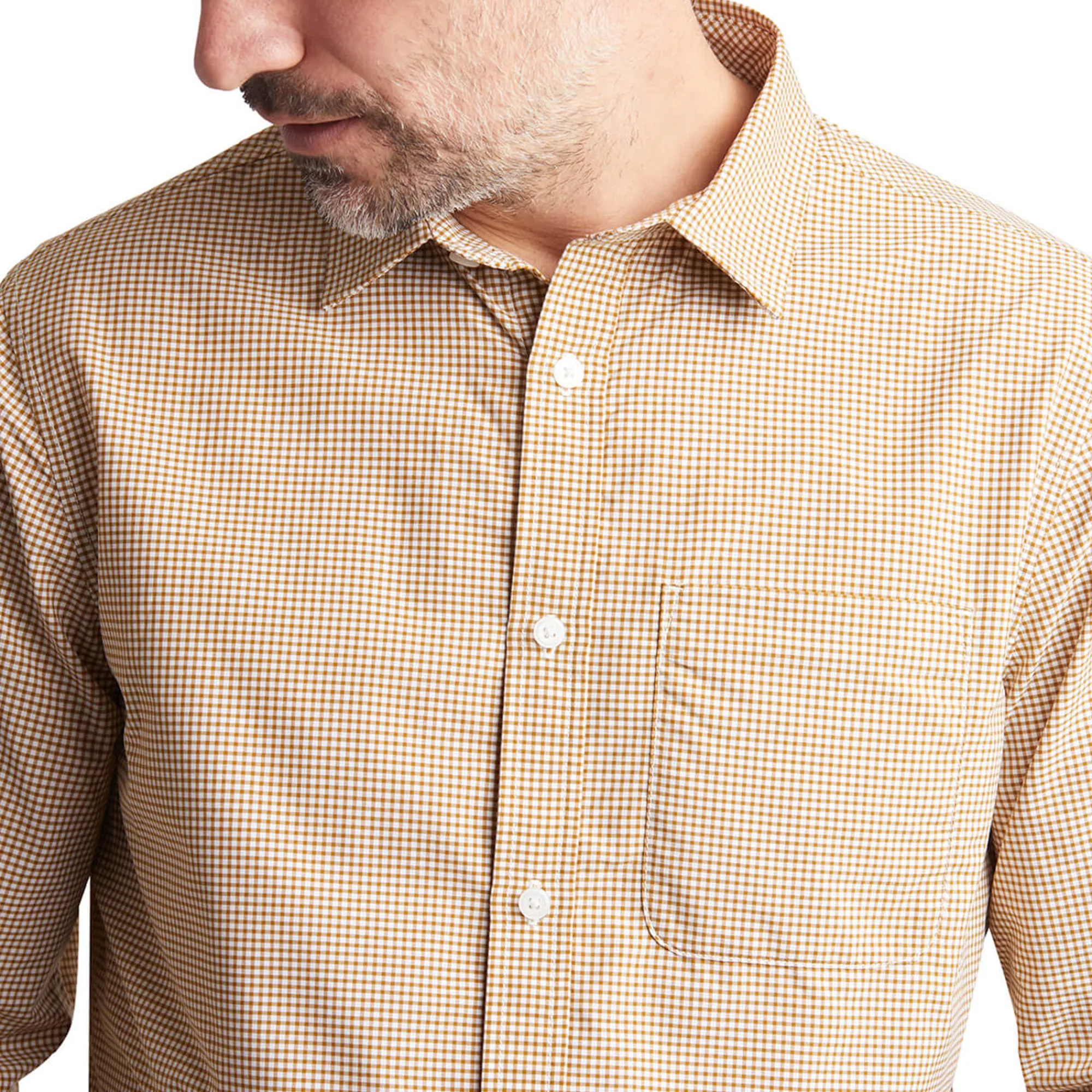 Men Rohan Men'S Portland Long Sleeve Shirt Desert Ochre Gingham