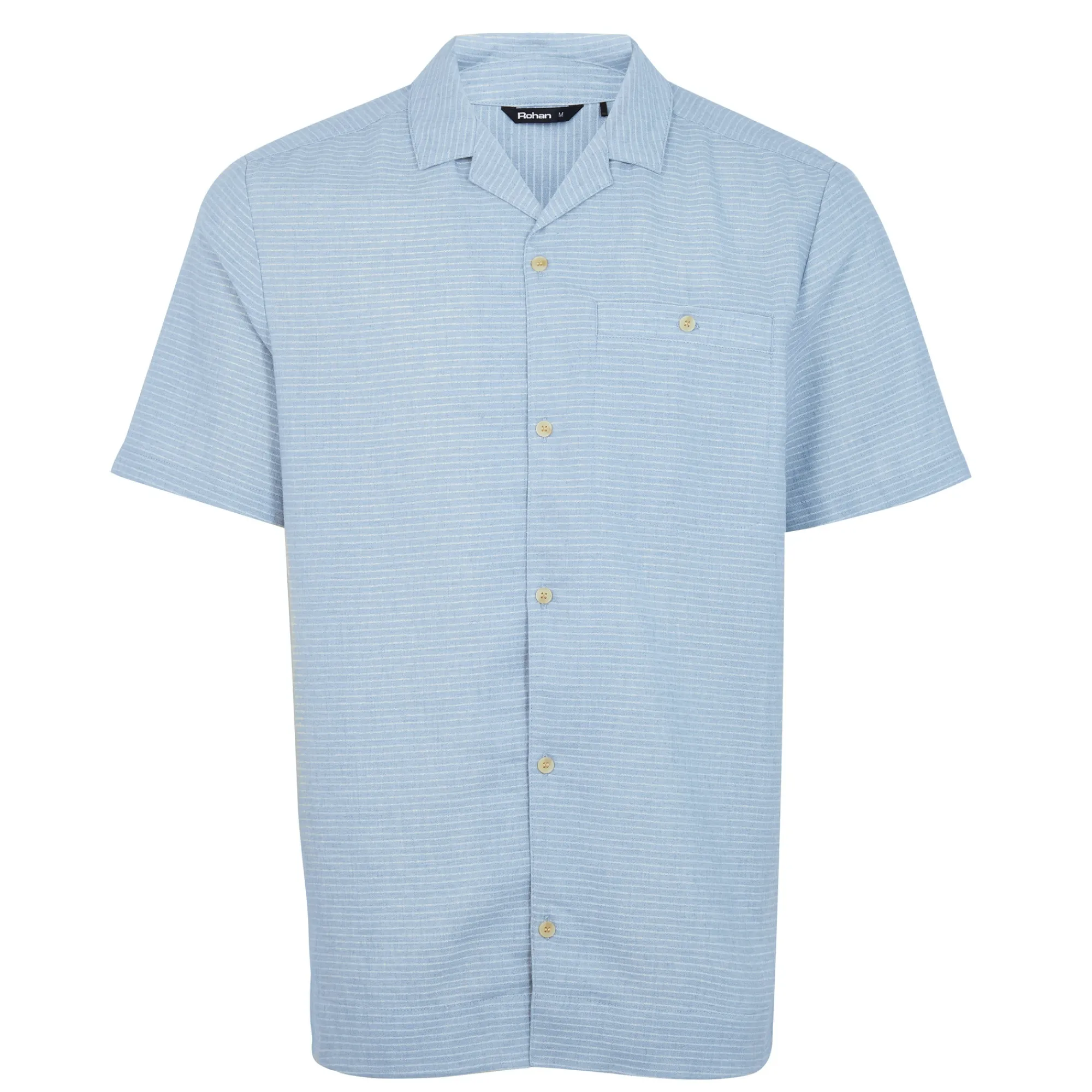 Men Rohan Men'S Porto Linen Short Sleeve Shirt Chambray Blue Stripe