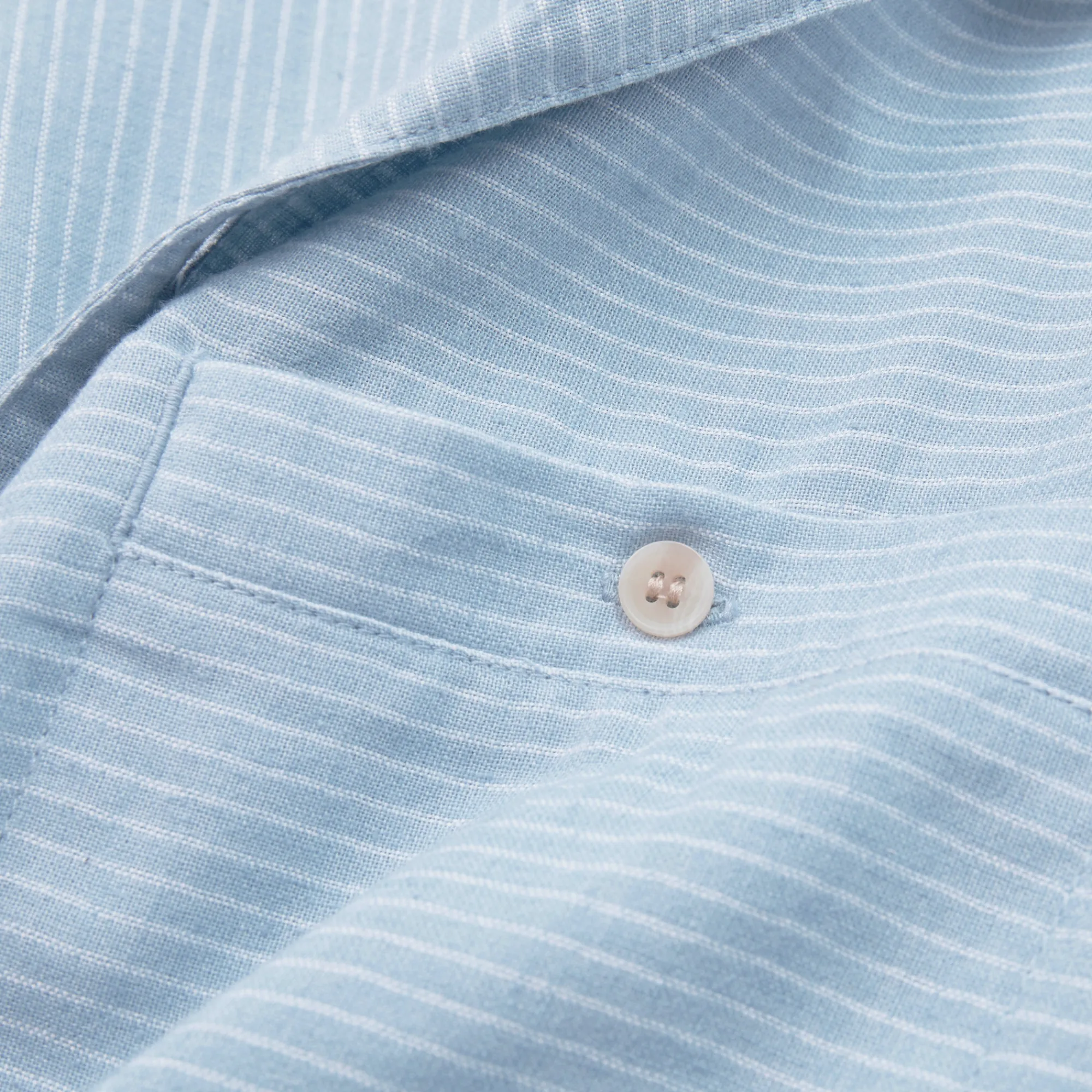 Men Rohan Men'S Porto Linen Short Sleeve Shirt Chambray Blue Stripe