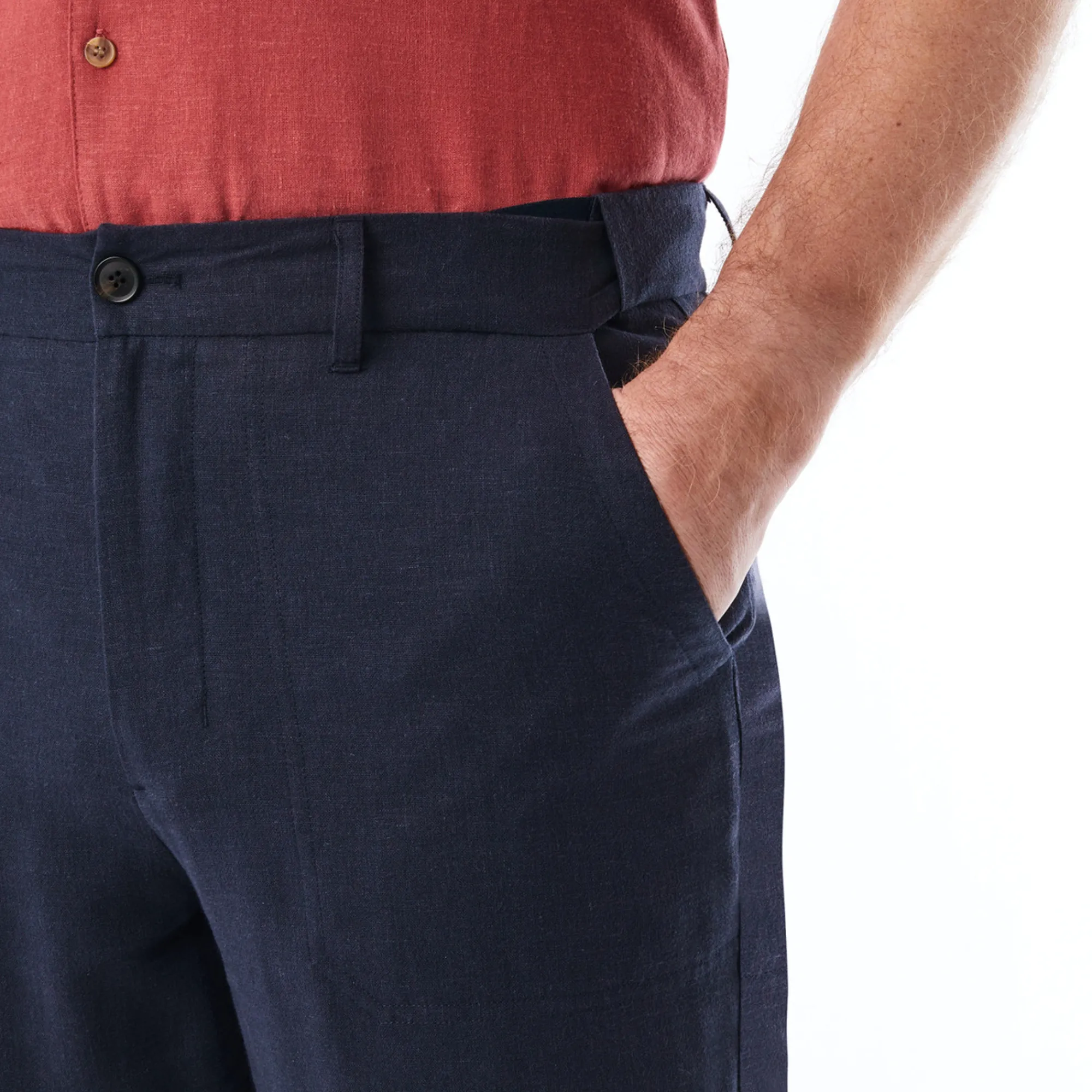 Men Rohan Men'S Porto Linen Trousers Deep Navy