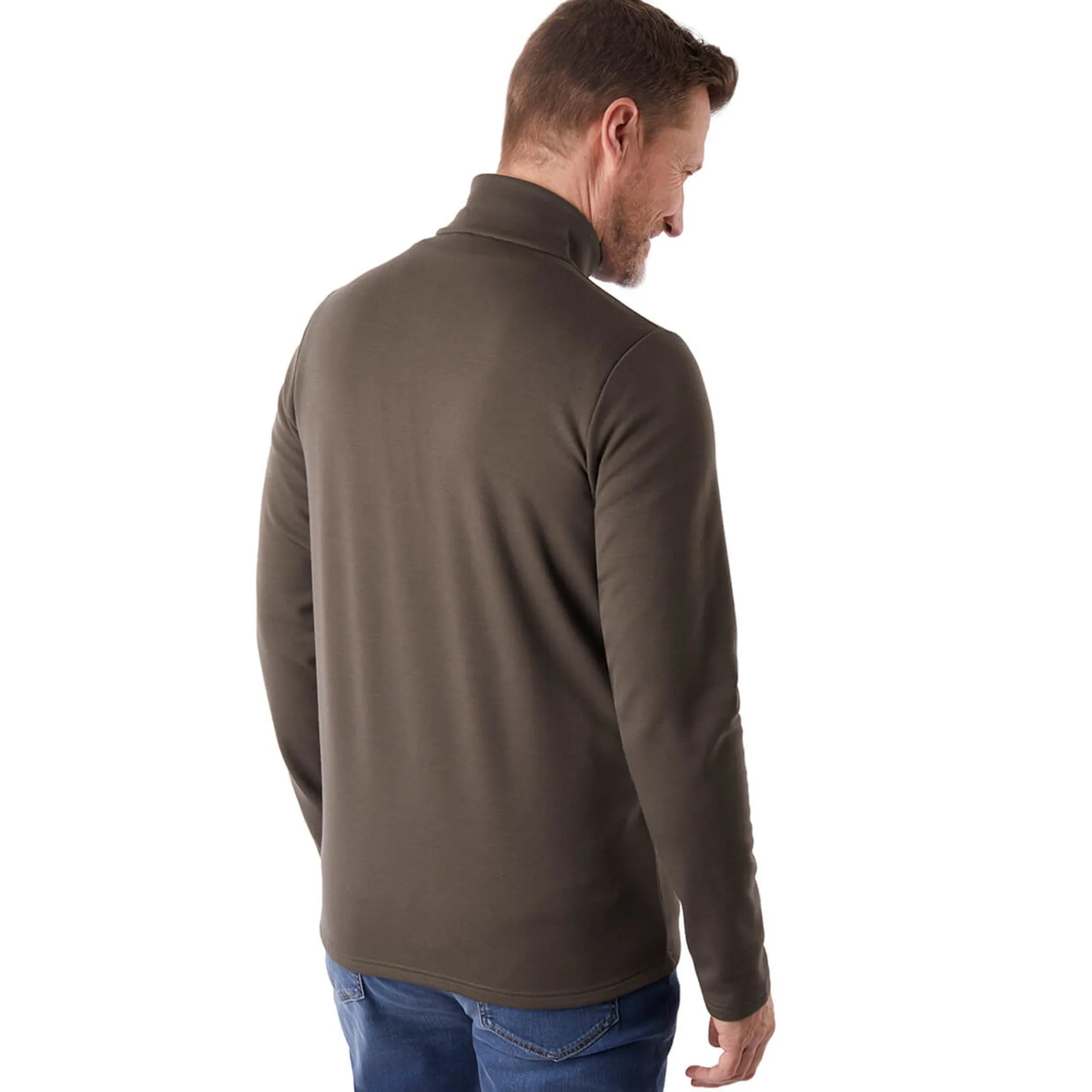 Men Rohan Men'S Radiant Merino Zip Neck Top Dark Olive Brown