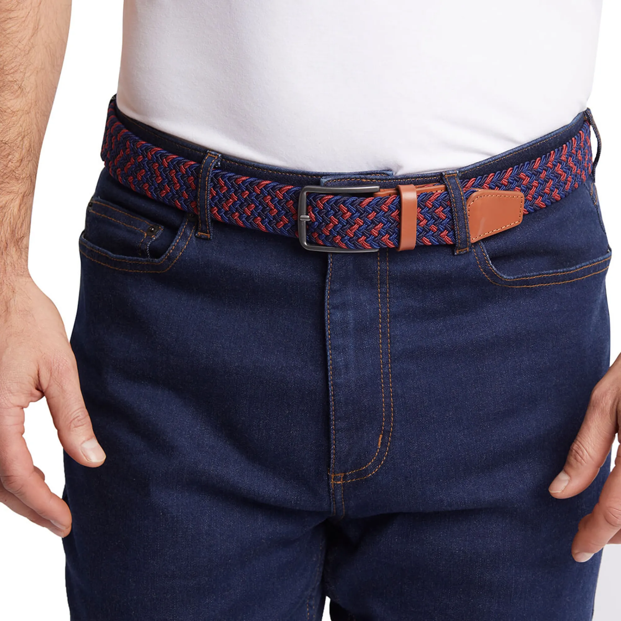 Men Rohan Men'S Woven Stretch Belt Blue/Coast Red