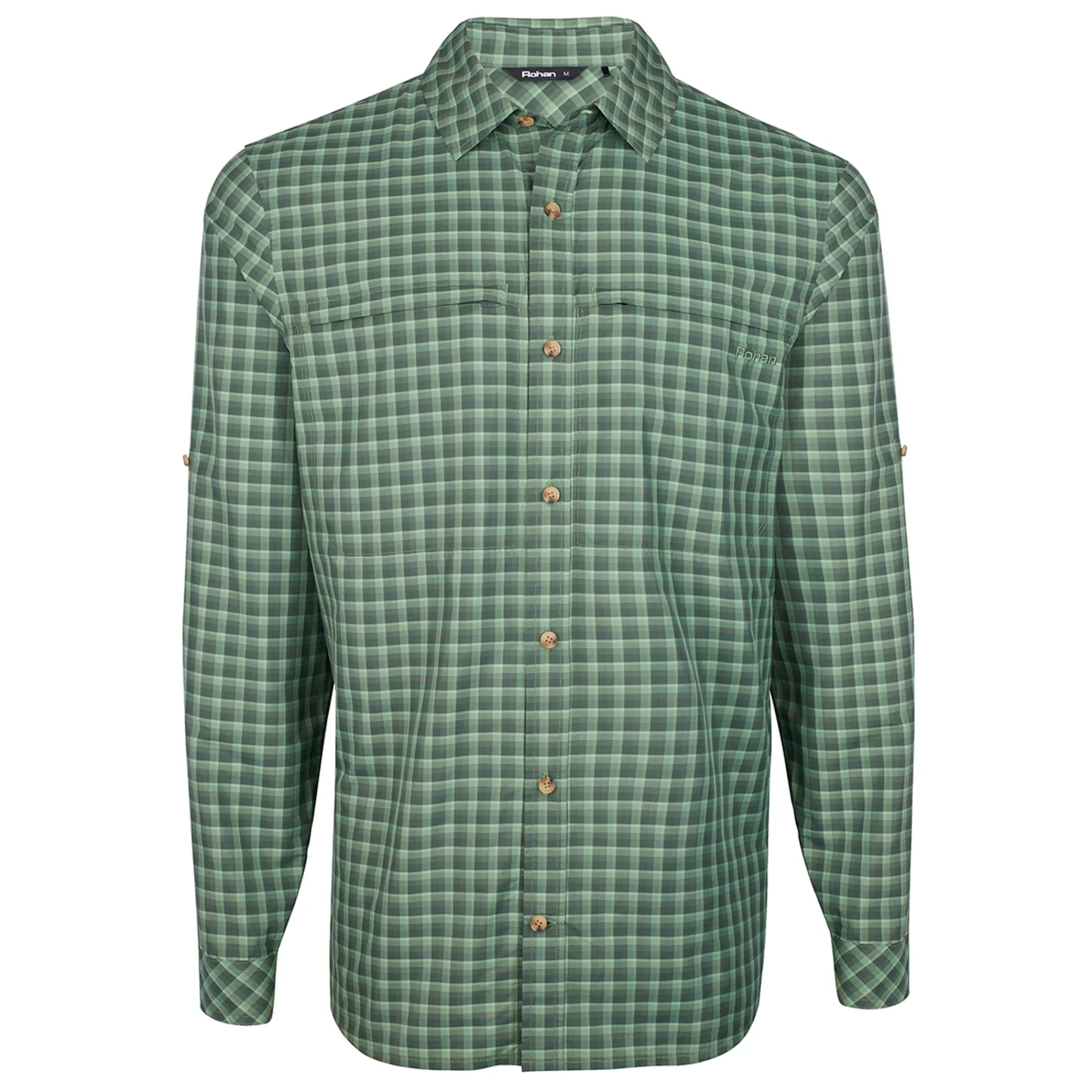 Men Rohan Men'S Zenith Long Sleeve Shirt Flint Green Check