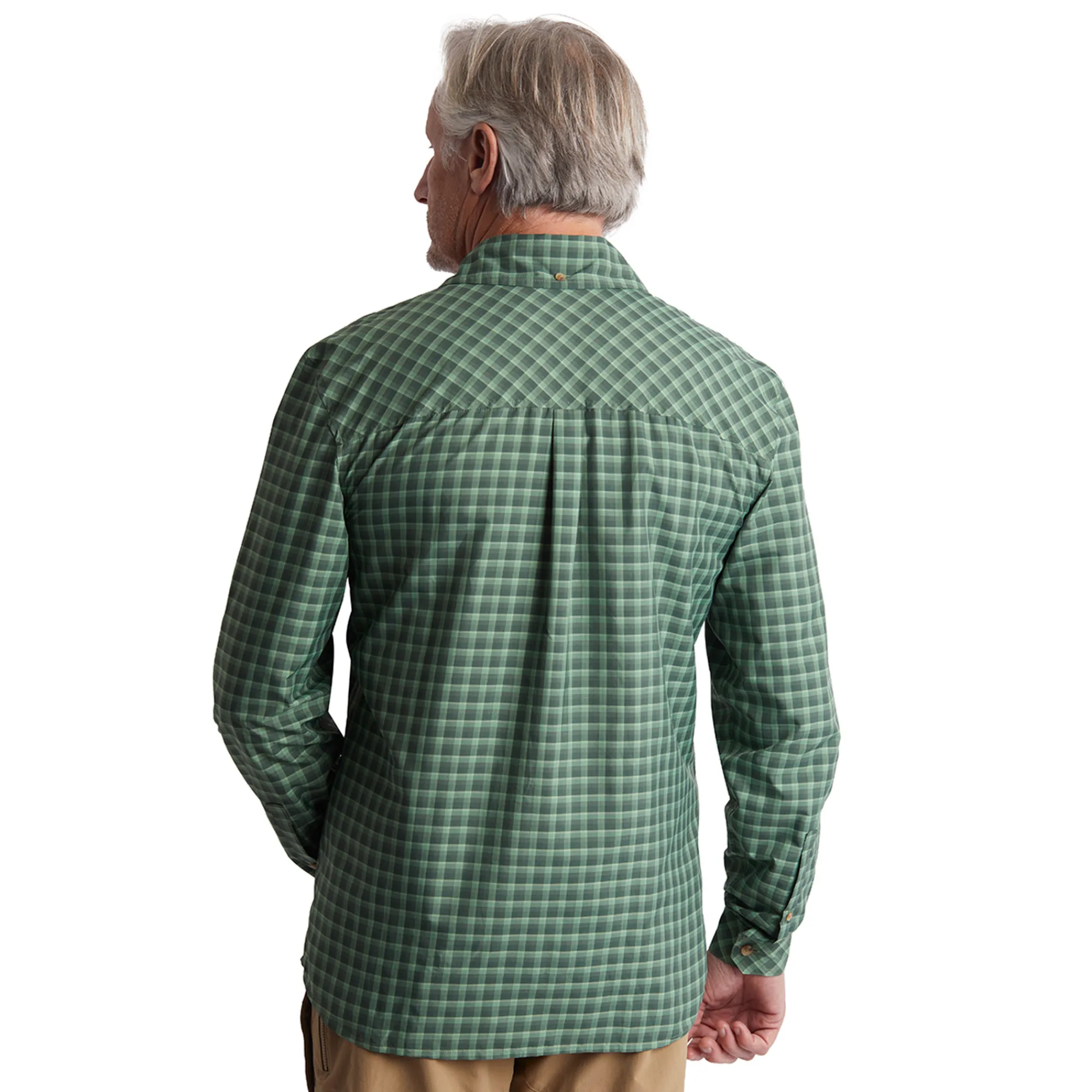 Men Rohan Men'S Zenith Long Sleeve Shirt Flint Green Check