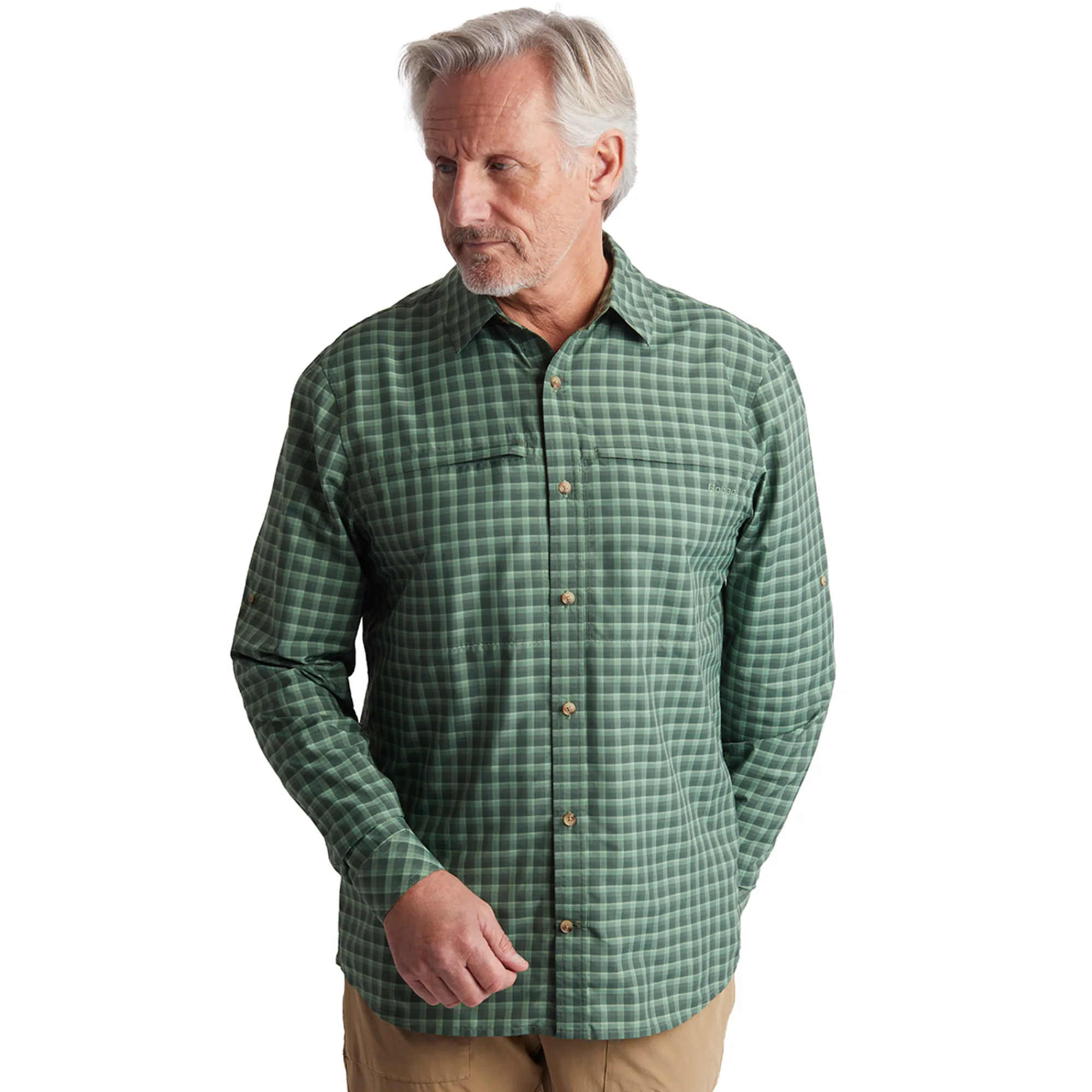 Men Rohan Men'S Zenith Long Sleeve Shirt Flint Green Check