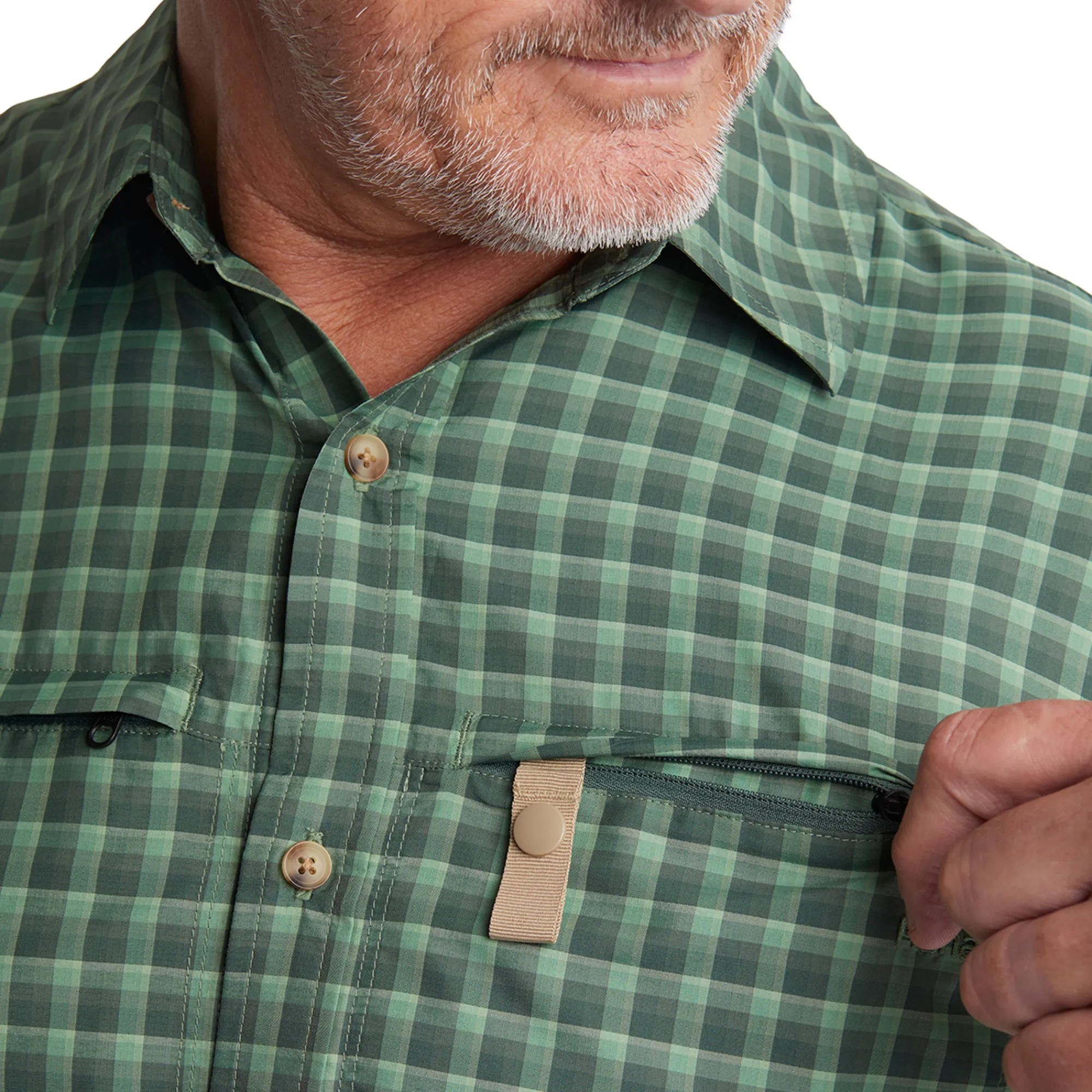 Men Rohan Men'S Zenith Long Sleeve Shirt Flint Green Check