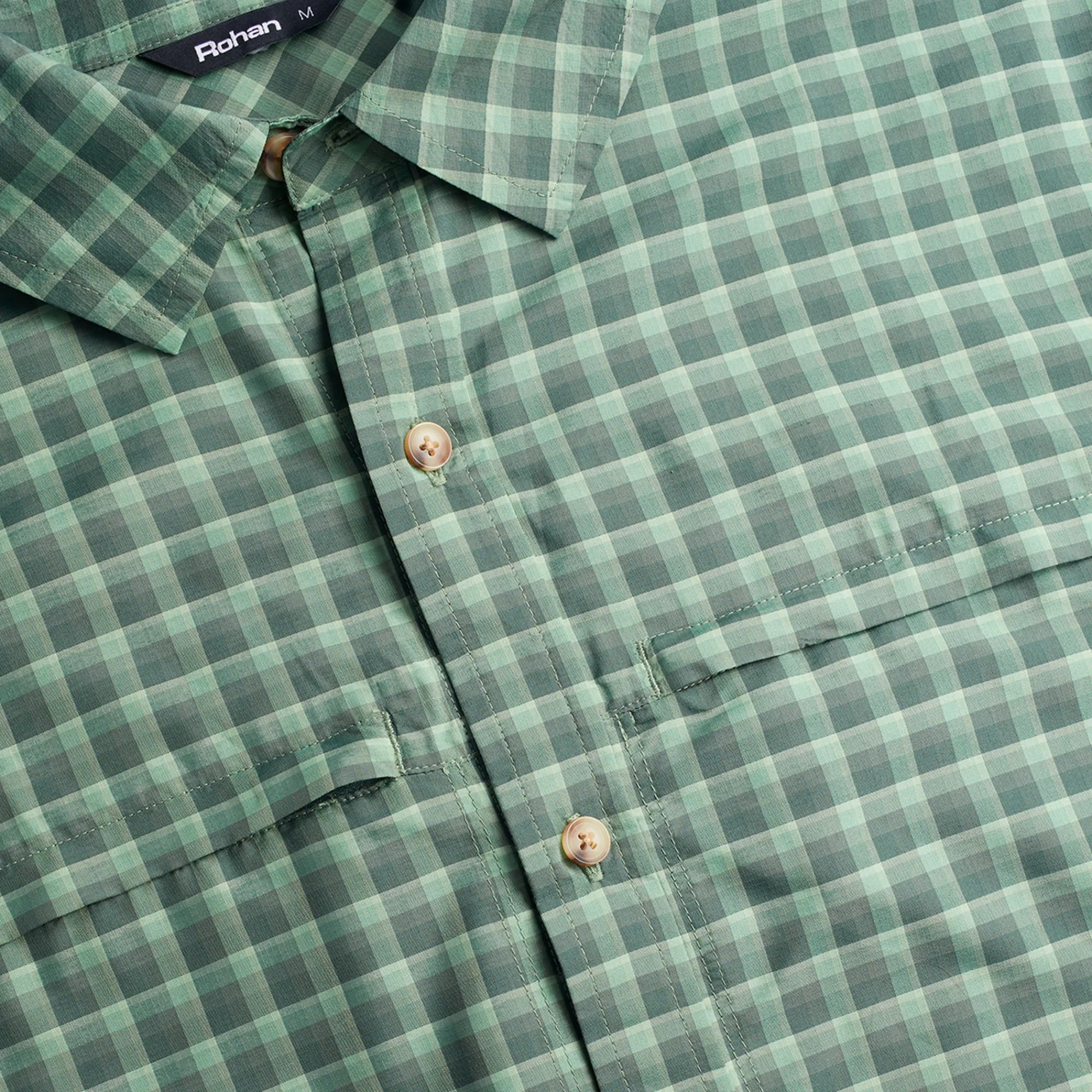 Men Rohan Men'S Zenith Long Sleeve Shirt Flint Green Check