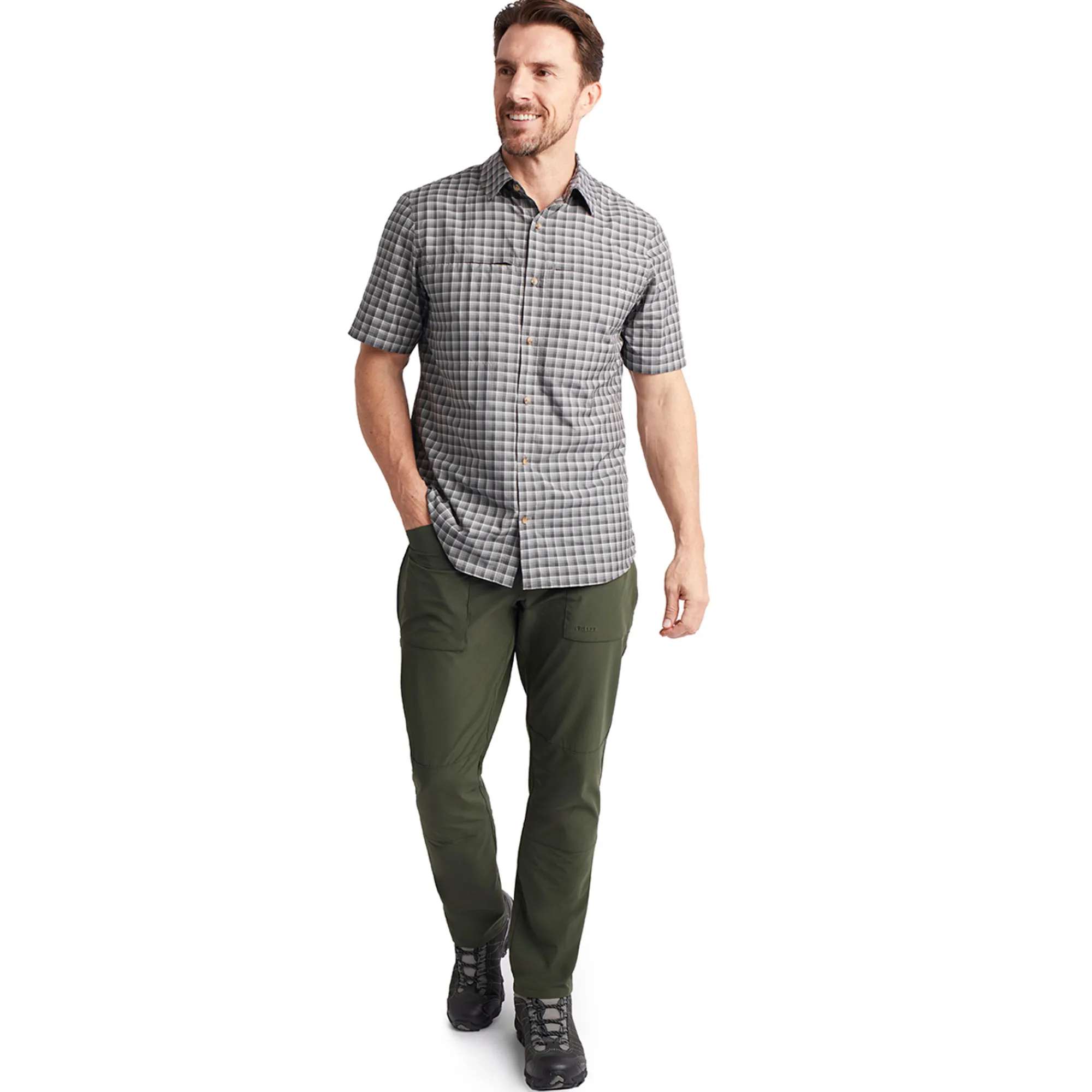 Men Rohan Men'S Zenith Short Sleeve Shirt Carbon Check