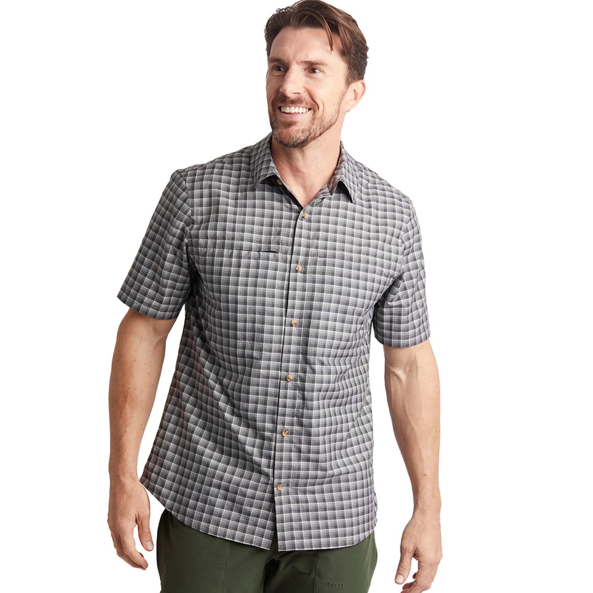 Men Rohan Men'S Zenith Short Sleeve Shirt Carbon Check