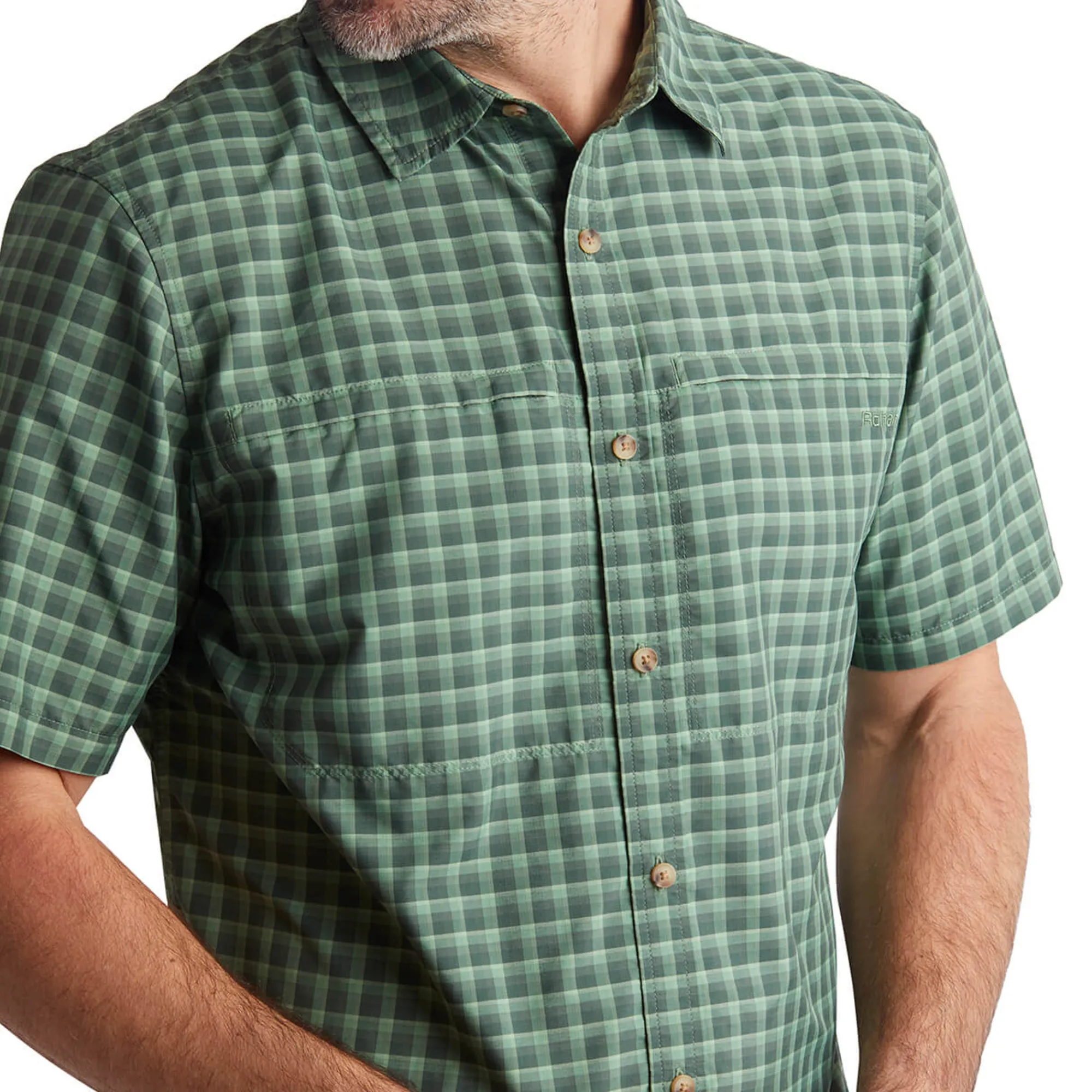 Men Rohan Men'S Zenith Short Sleeve Shirt Flint Green Check