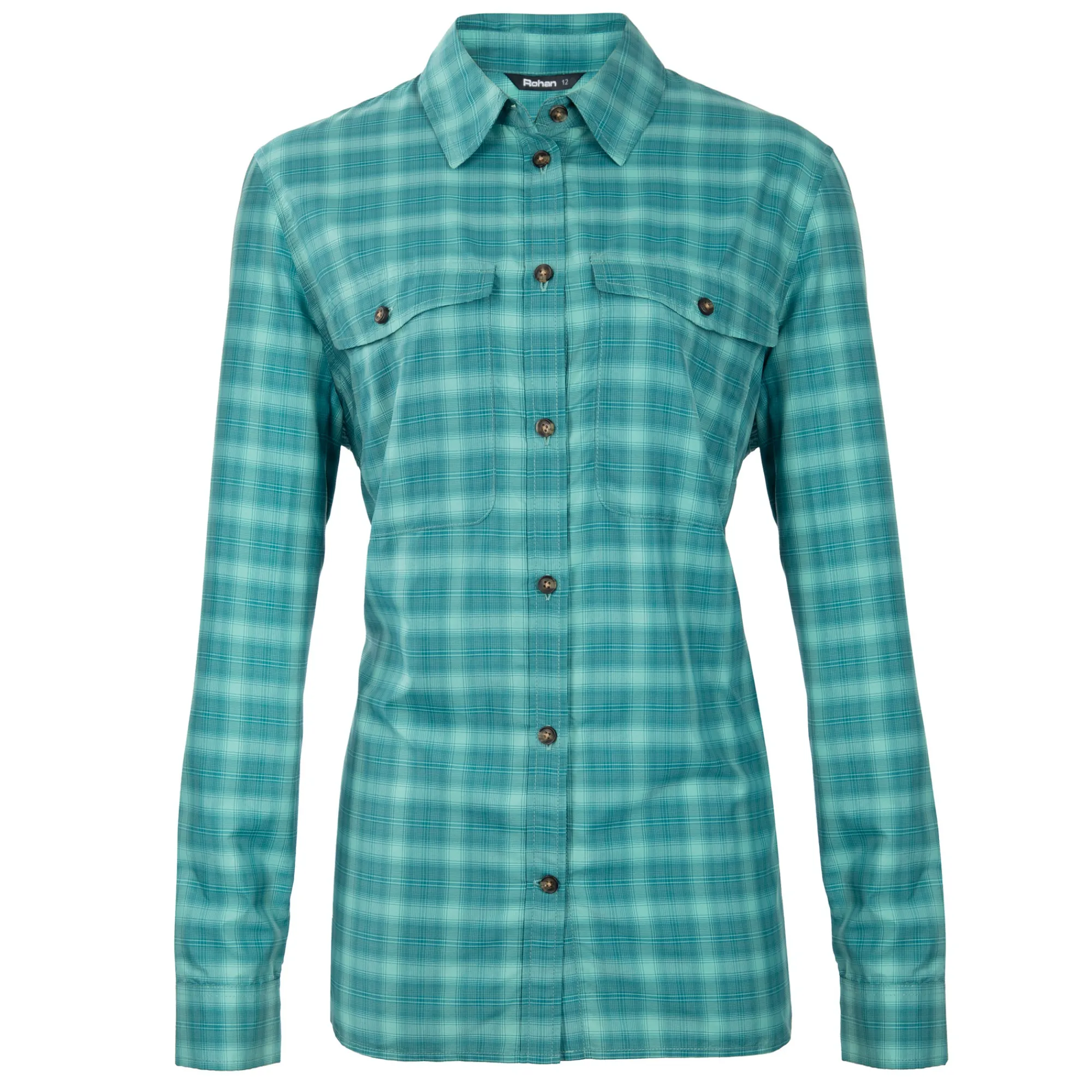 Men Rohan Women'S Bay Long Sleeve Shirt Glacier Green Check
