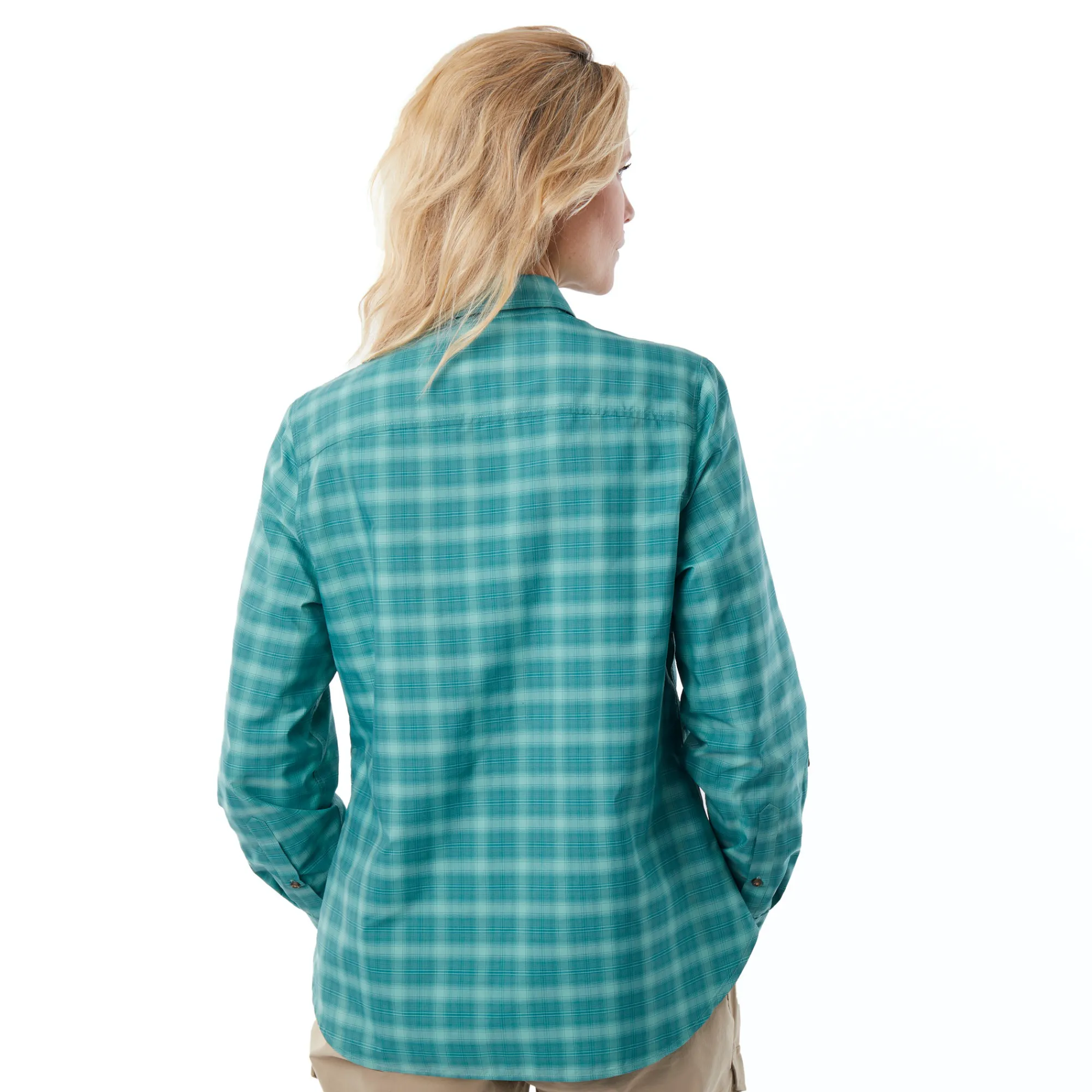 Men Rohan Women'S Bay Long Sleeve Shirt Glacier Green Check