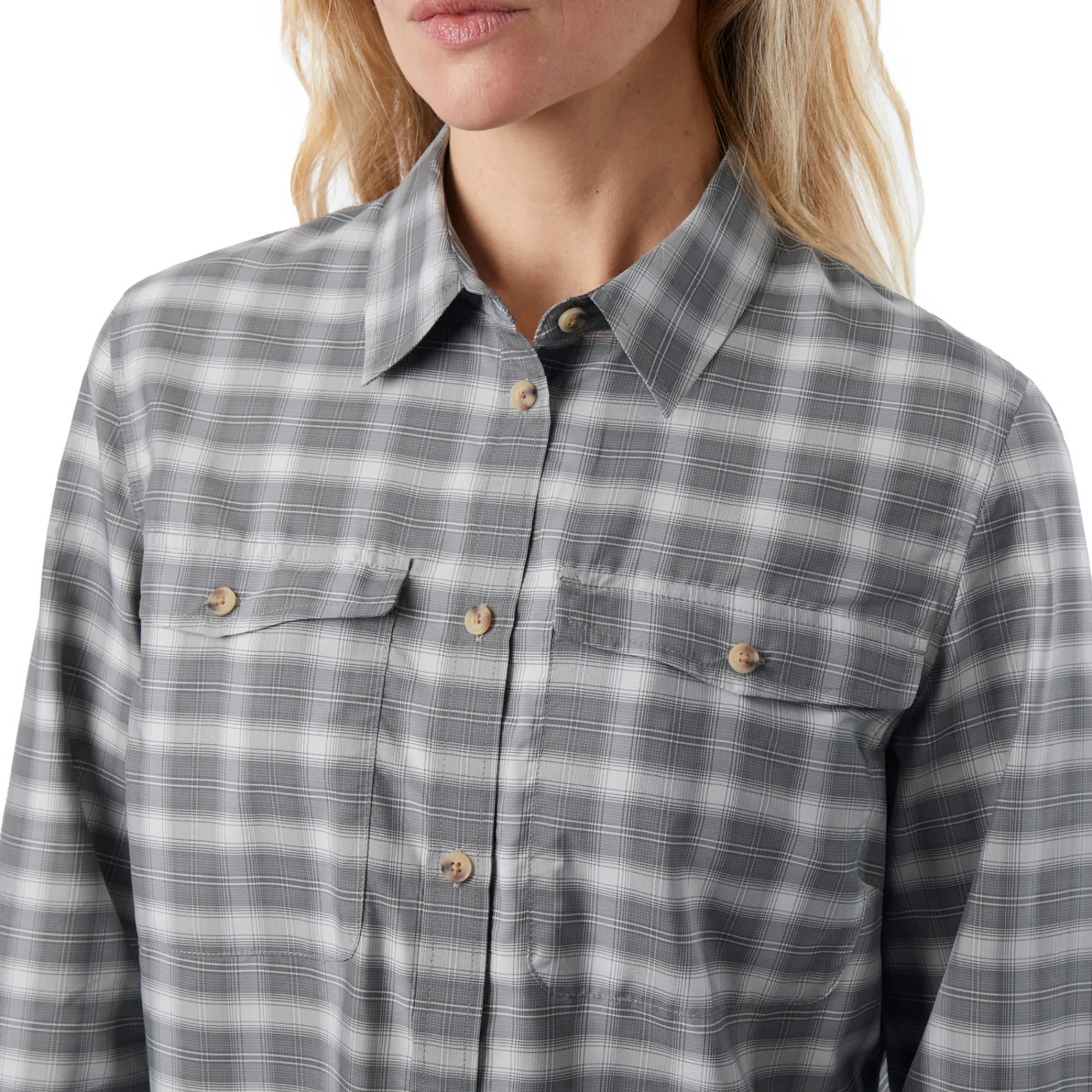 Women Rohan Women'S Bay Long Sleeve Shirt Grey Rock Check