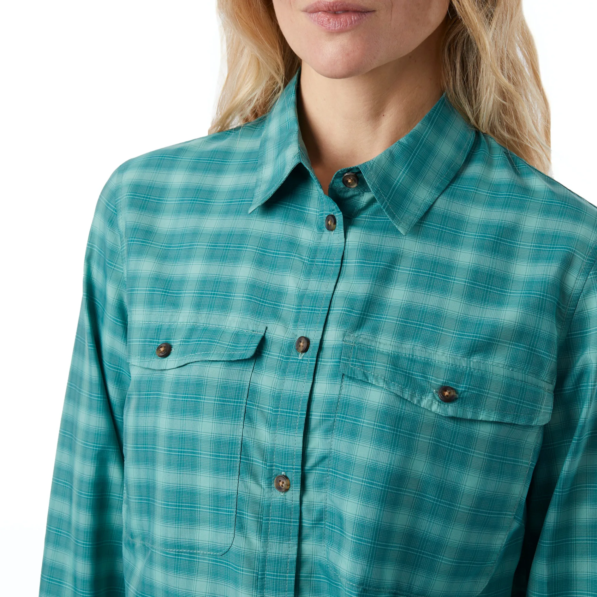 Men Rohan Women'S Bay Long Sleeve Shirt Glacier Green Check