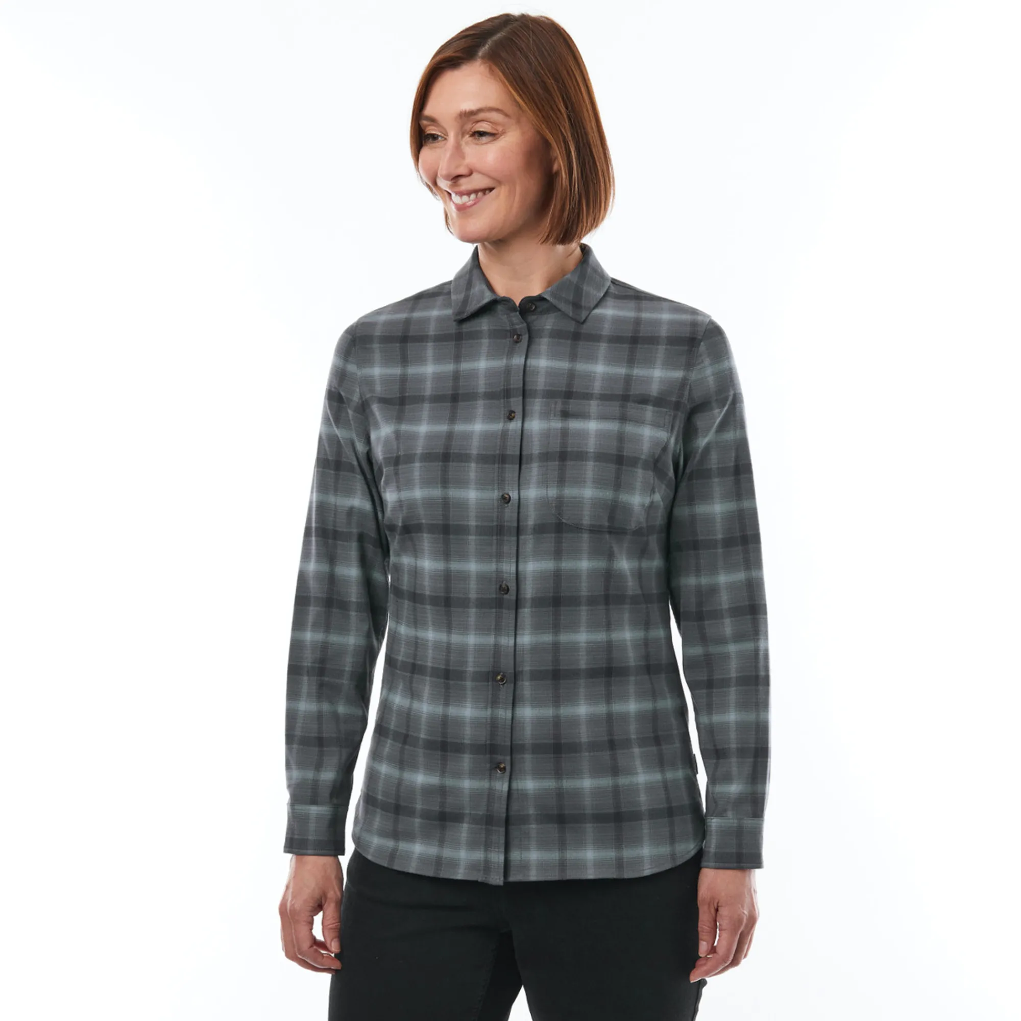 Women Rohan Women'S Beaufort Long Sleeve Shirt True Navy Check