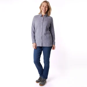 Women Rohan Women'S Brisa Linen Long Sleeve Shirt Ocean Blue