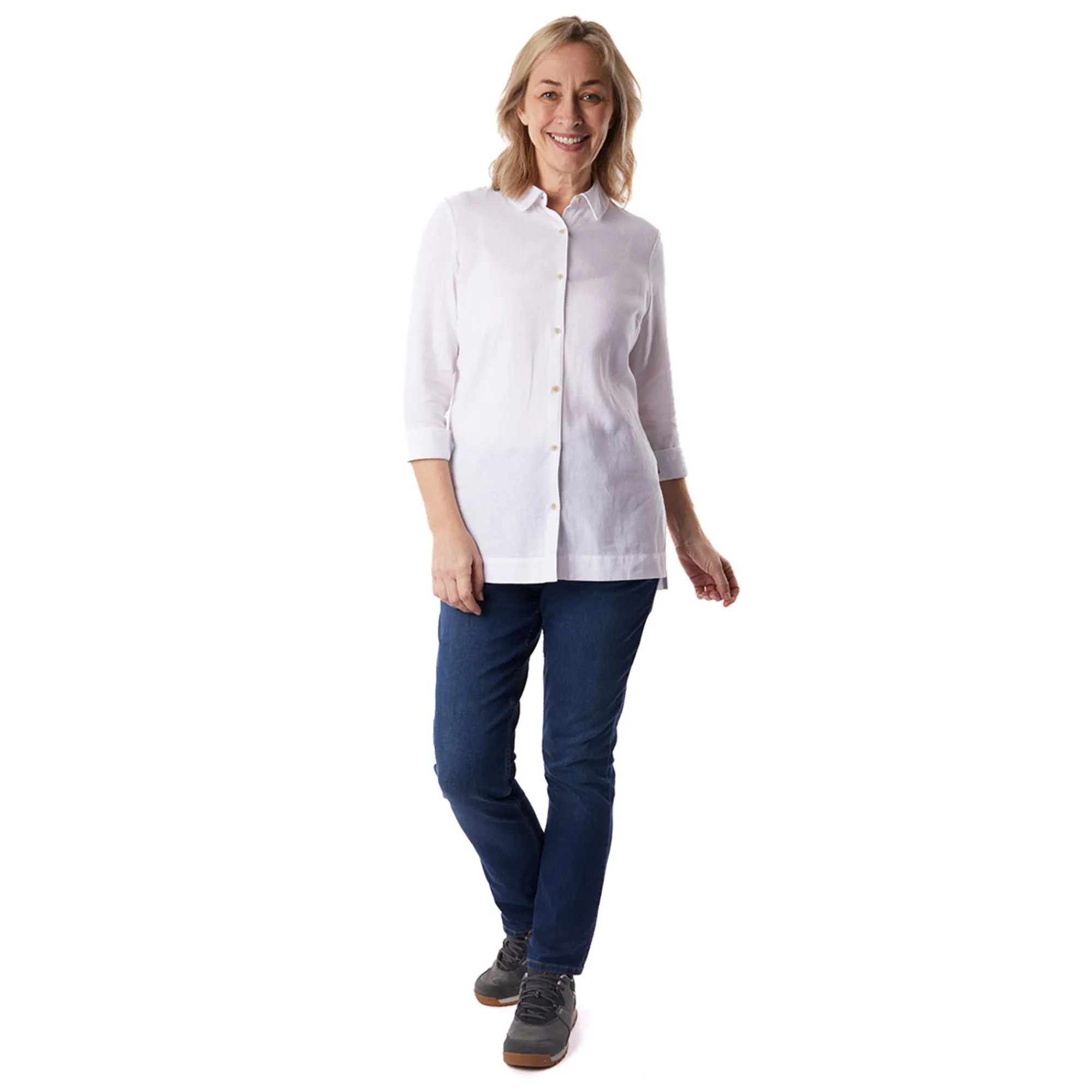 Women Rohan Women'S Brisa Linen Long Sleeve Shirt White