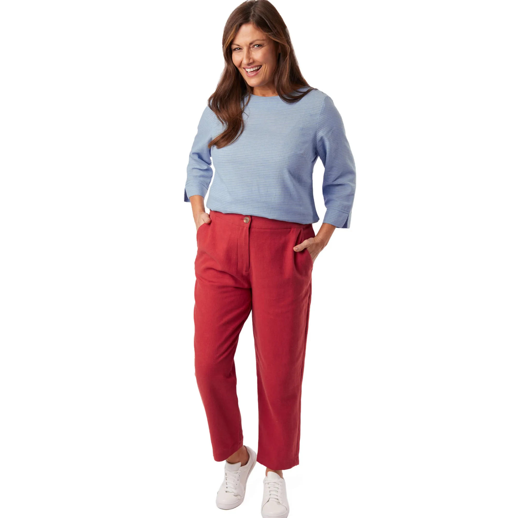 Women Rohan Women'S Brisa Linen Trousers Coast Red