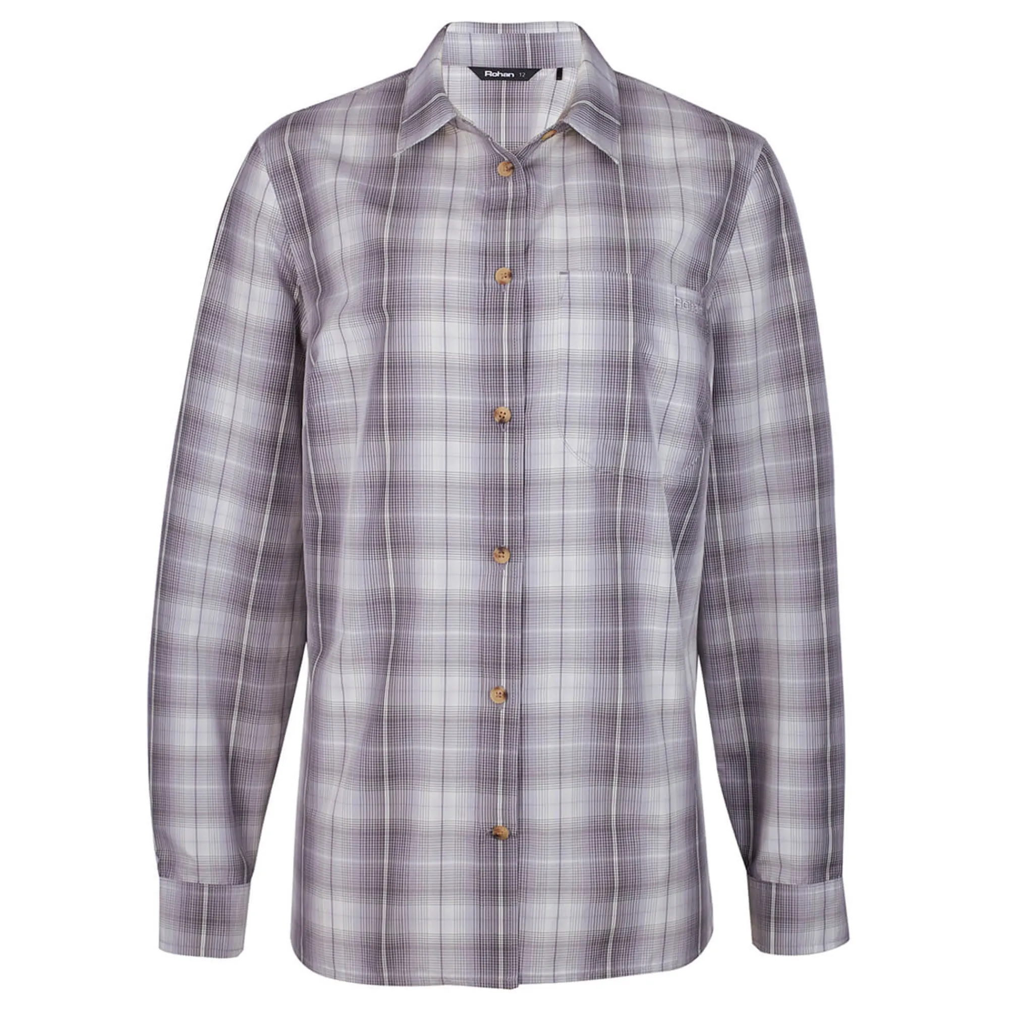 Women Rohan Women'S Coast Long Sleeve Shirt Mauve Grey/Orchid Check