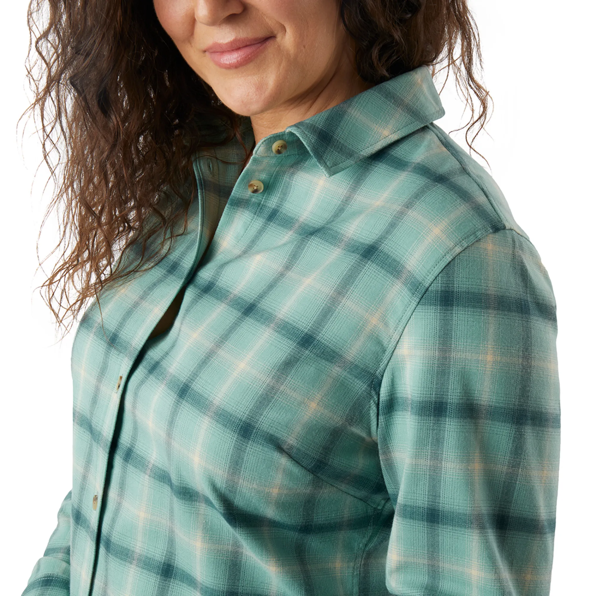 Women Rohan Women'S Cove Long Sleeve Shirt Venice Green Check
